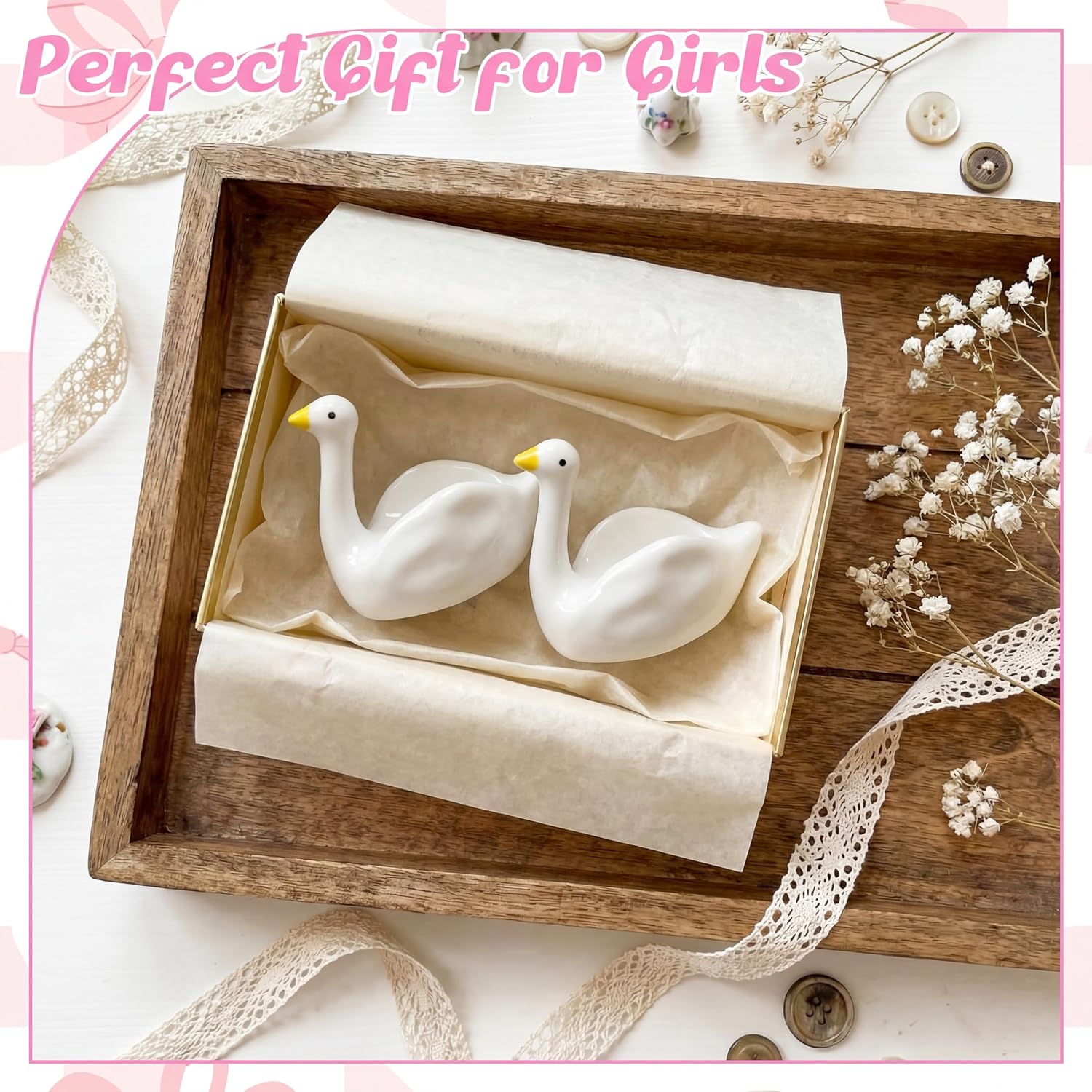 Jewelry Tray Trinket Dishes Ceramic Ring Holder Small Trinket Bowl / Silly Goose / Set of 2