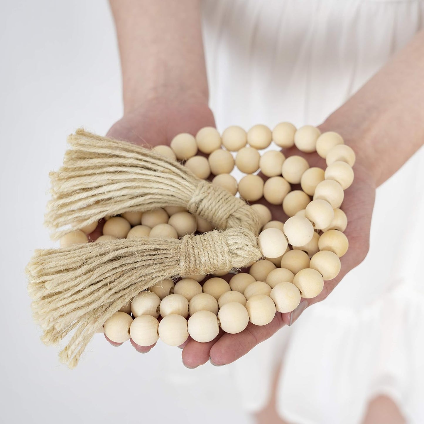 Farmhouse Beads Wooden Garland- Wood Prayer Bead Garland