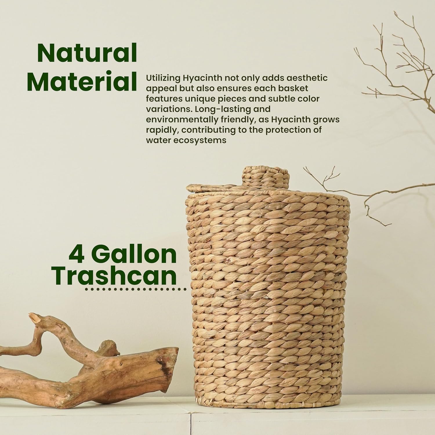 Wicker Waste Basket / Natural / 4 Gallons