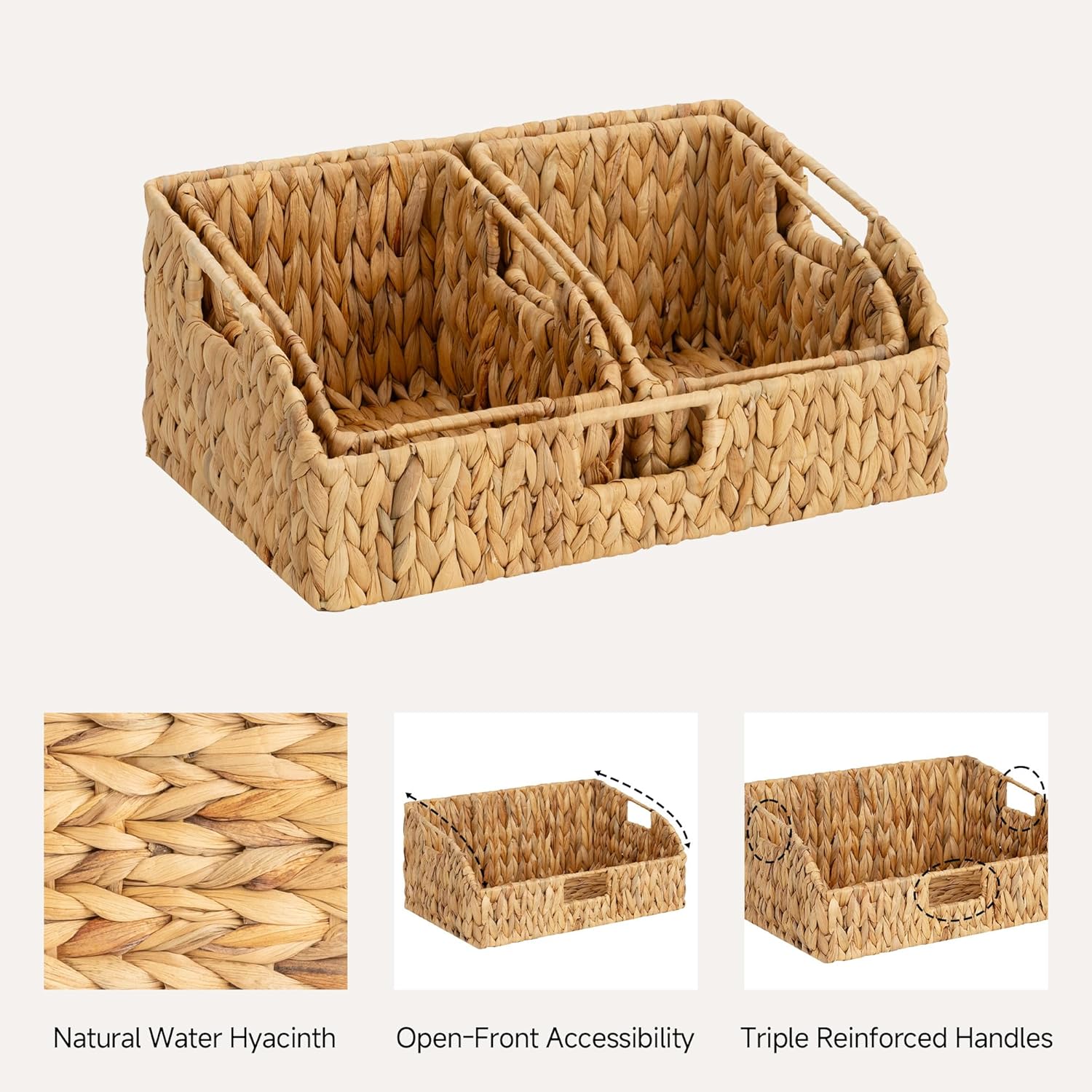 Wicker Baskets / Handwoven Shelf Baskets / 2 x 7 / Natural