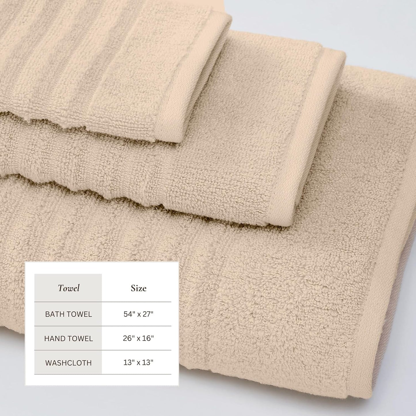 Great Bay Home Bath Towel Set - 100% Cotton 6 Piece Towel Set - Absorbent & Quick-Dry Towels for Bathroom (Dune)