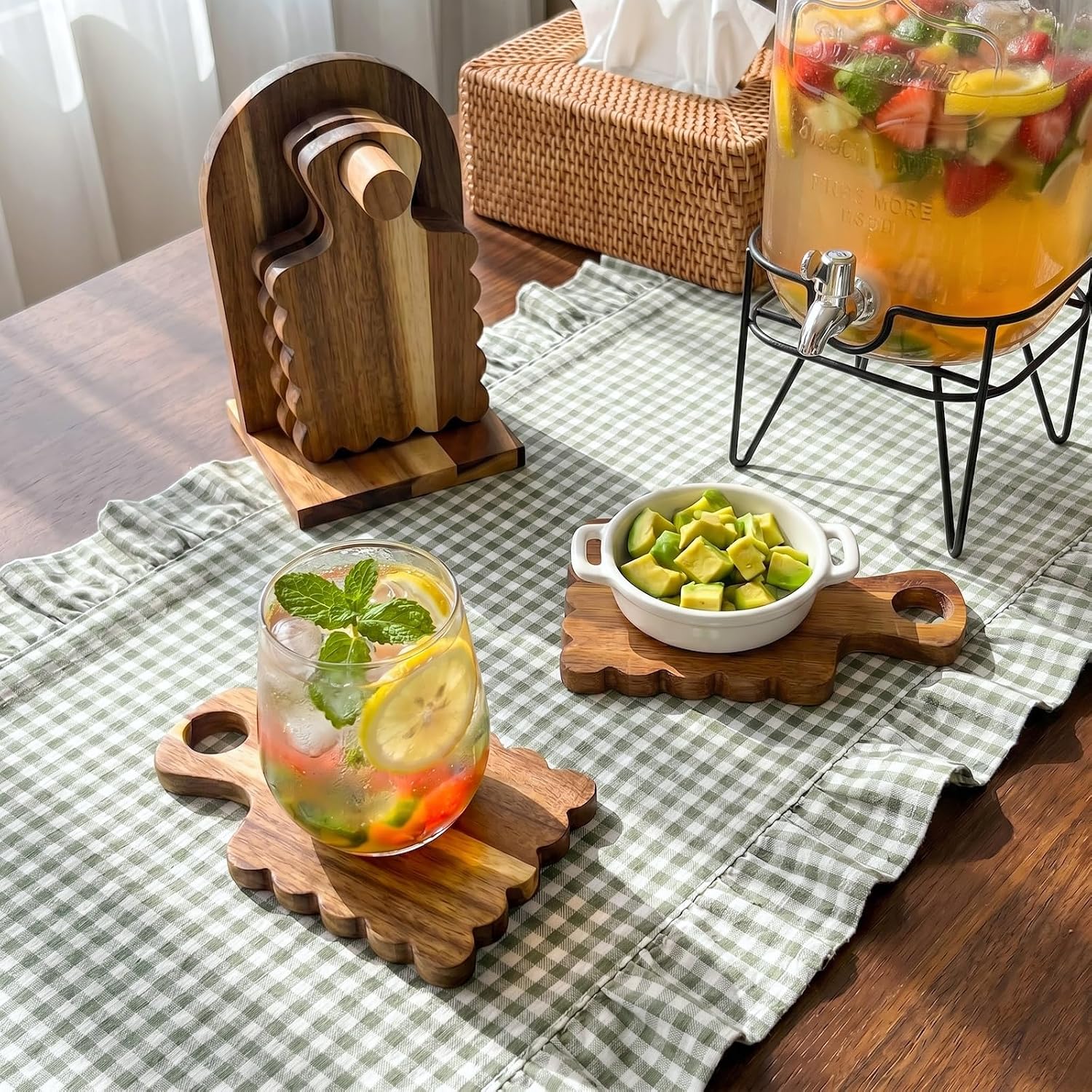 Holder / Coasters Mini Charcuterie Boards Coasters / Scalloped / Set of 4