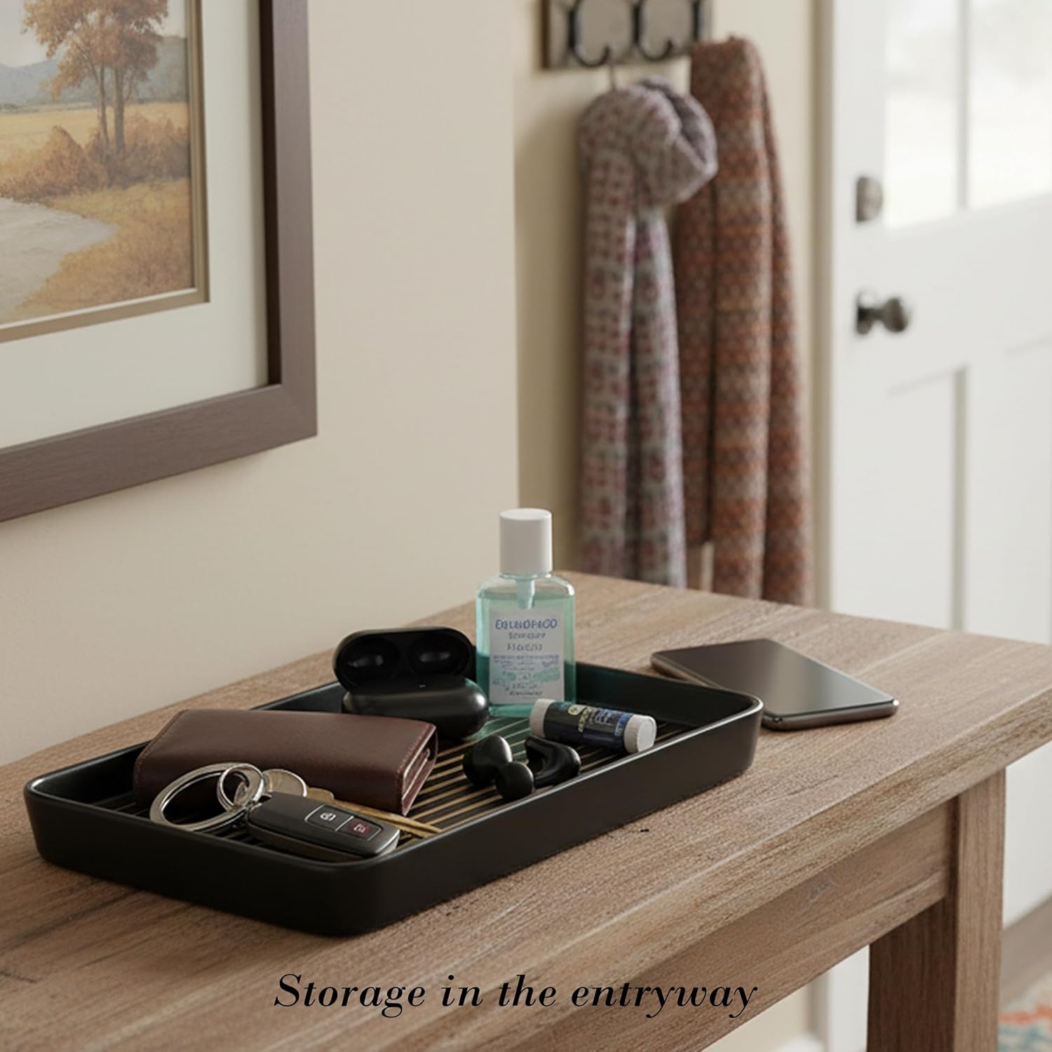 Black Bathroom Vanity Tray for Countertop / Black Color with Golden Stripes-1 Pc / 10 x 6 x 1