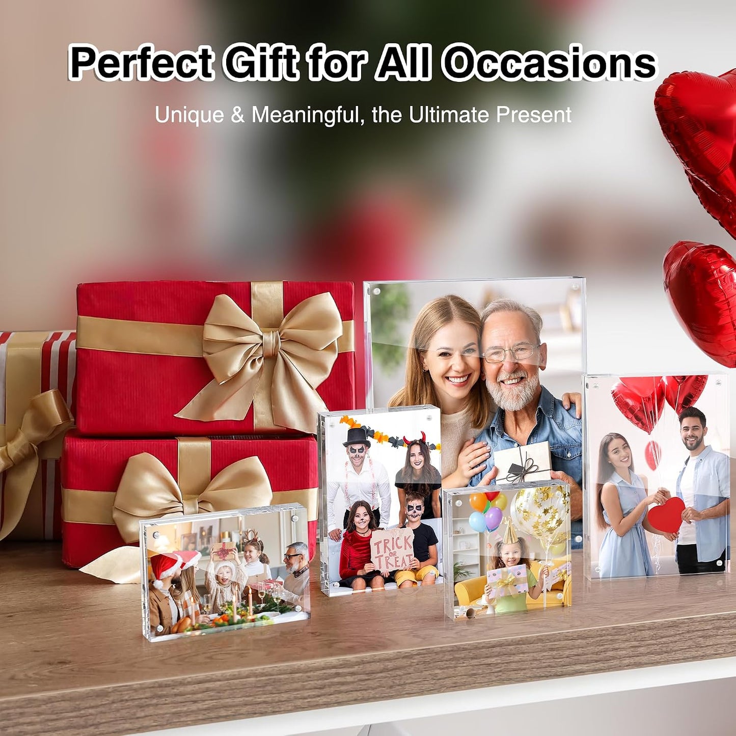 HOUSE DAY Acrylic Picture Frames 4x6, 3 Pack Magnetic 4 x 6 Picture Frame, Double Sided Clear 4x6 Photo Frame with
