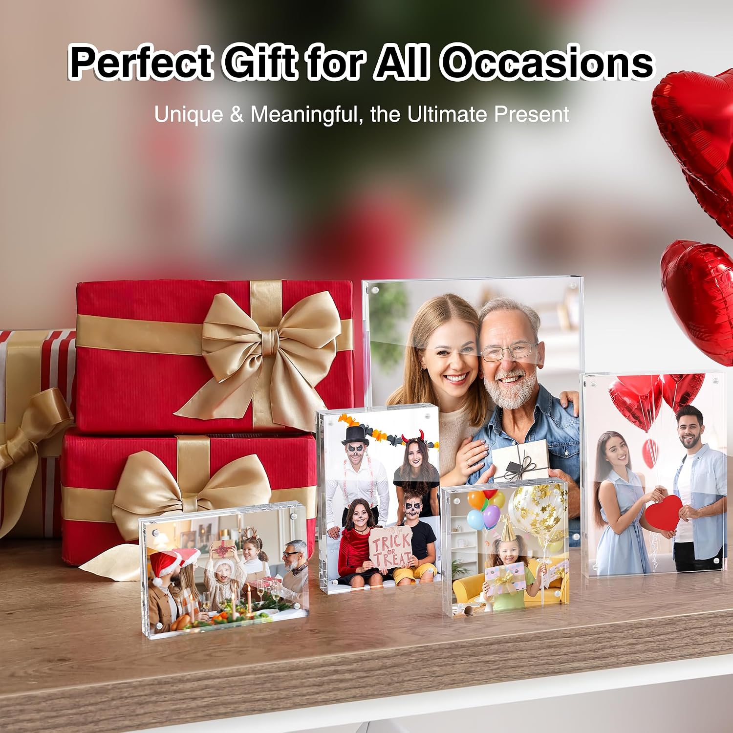 HOUSE DAY Acrylic Picture Frames 4x6, 3 Pack Magnetic 4 x 6 Picture Frame, Double Sided Clear 4x6 Photo Frame with