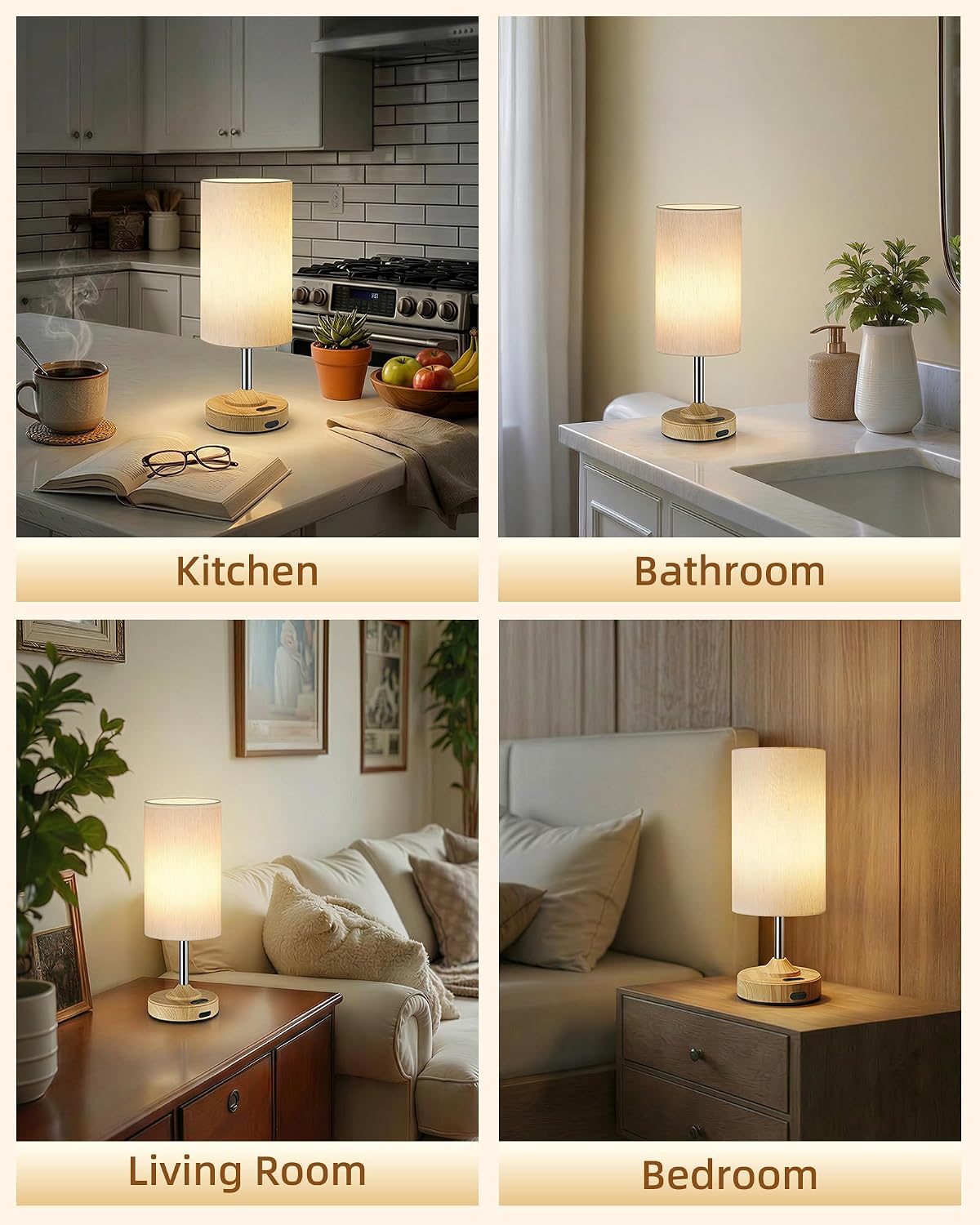 EZVALO Cordless Table Lamp, Ambient Light, Dimmable, Touch, Timer, 2700K, Bedroom, Portable, LED, Wireless