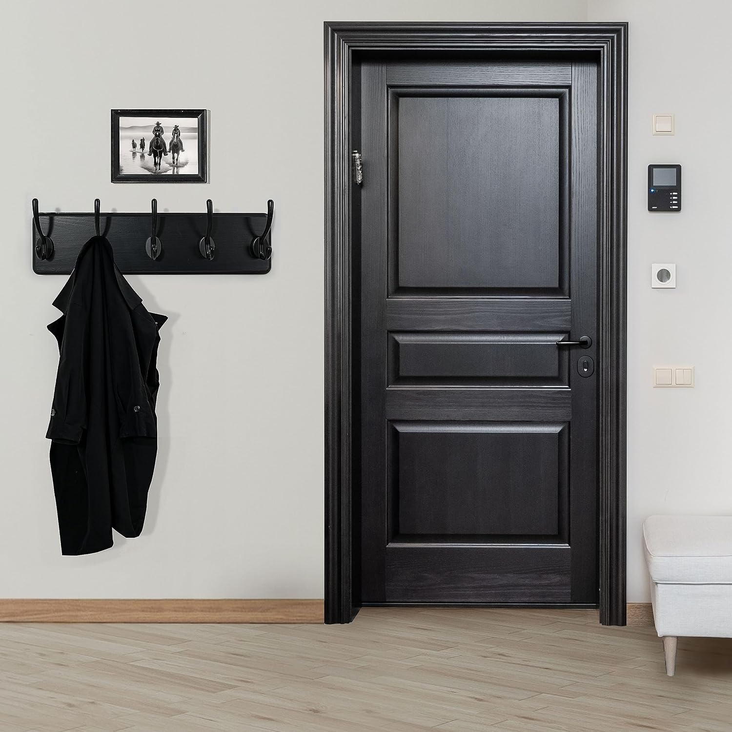 WEBI Wall Mounted Coat Rack, 16" Hole to Hole, Large Hanger Hook Rack, 5 Hooks for Hanging Coats, Hats, Jacket