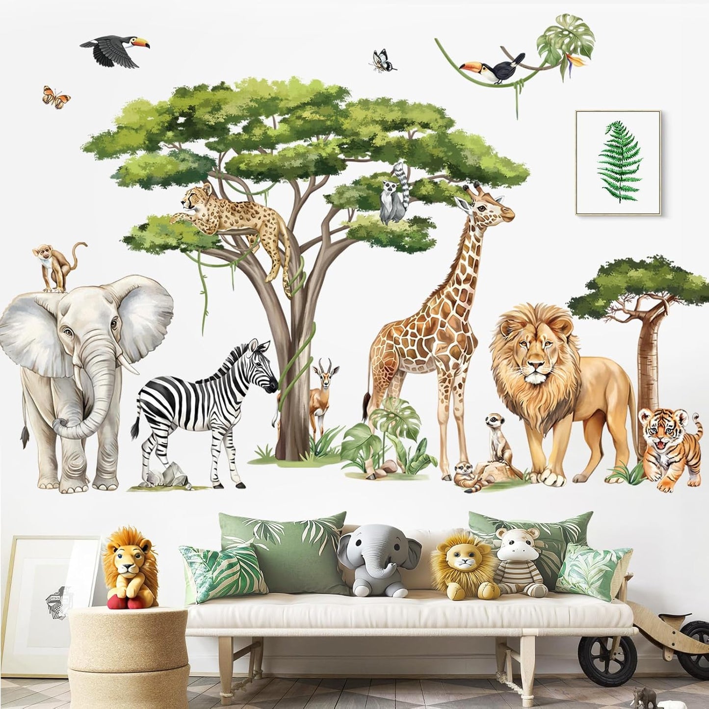 Large Safari Animals Tree Wall Stickers Jungle Animals Giraffe Elephant Lion / Safari Animals XXL