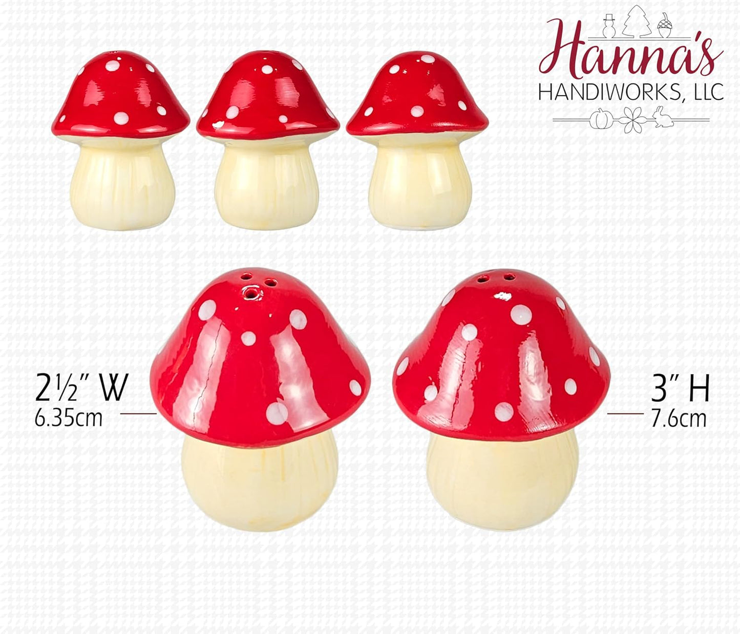 Salt & Pepper Shaker Set / Mushroom / Red