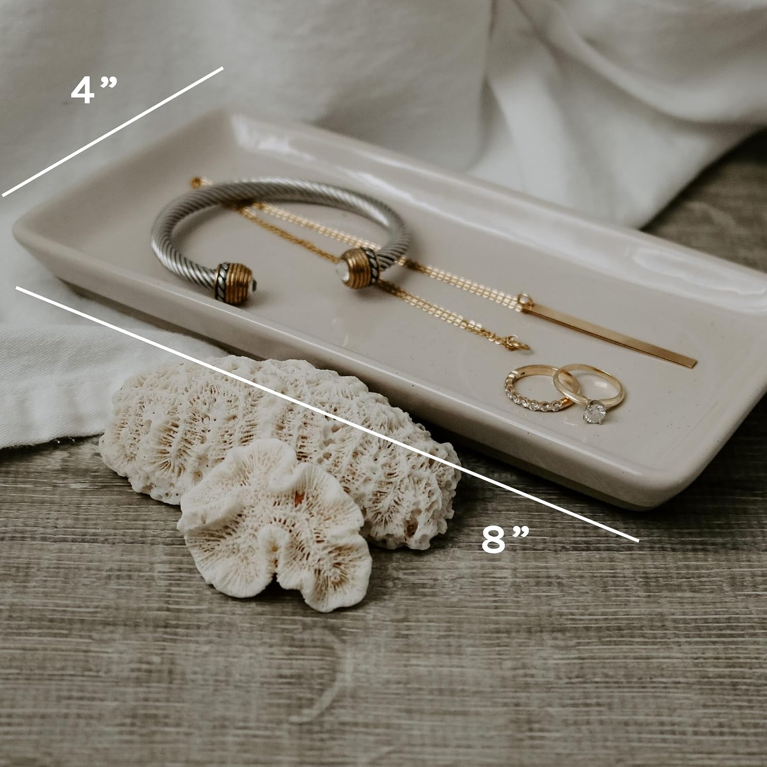 Stoneware Tray / Kitchen and Bathroom Dispenser Holder / Cream