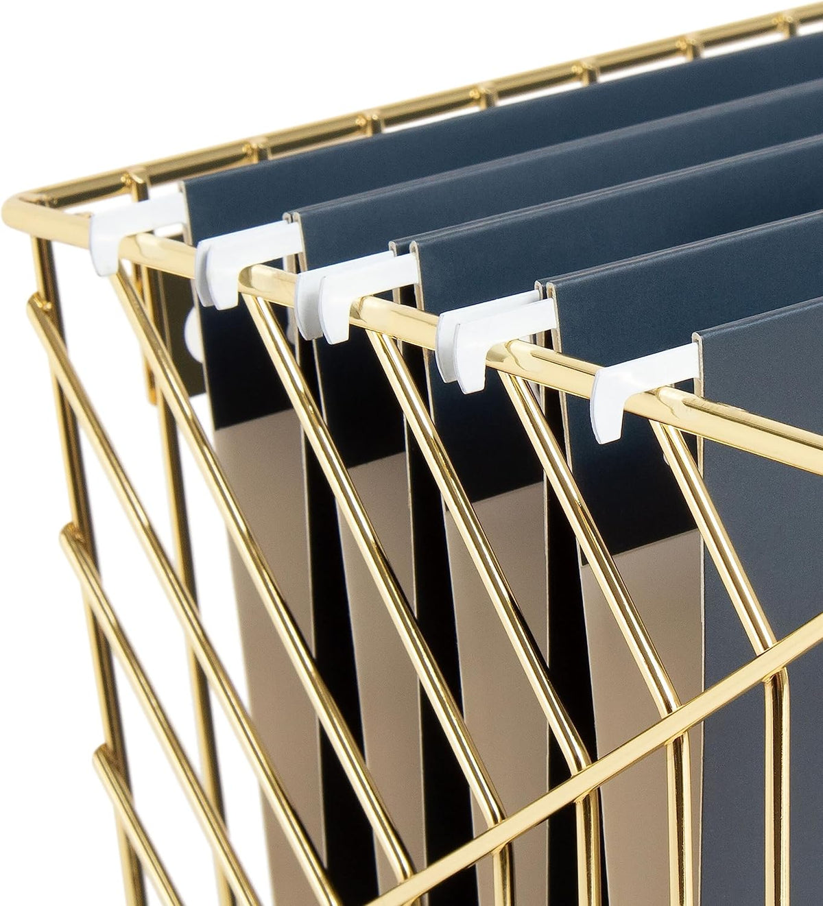 U Brands Metal Hanging File Organizer, Letter Size, Desktop Accessory, Vena Collection, Gold (Pack of 6)