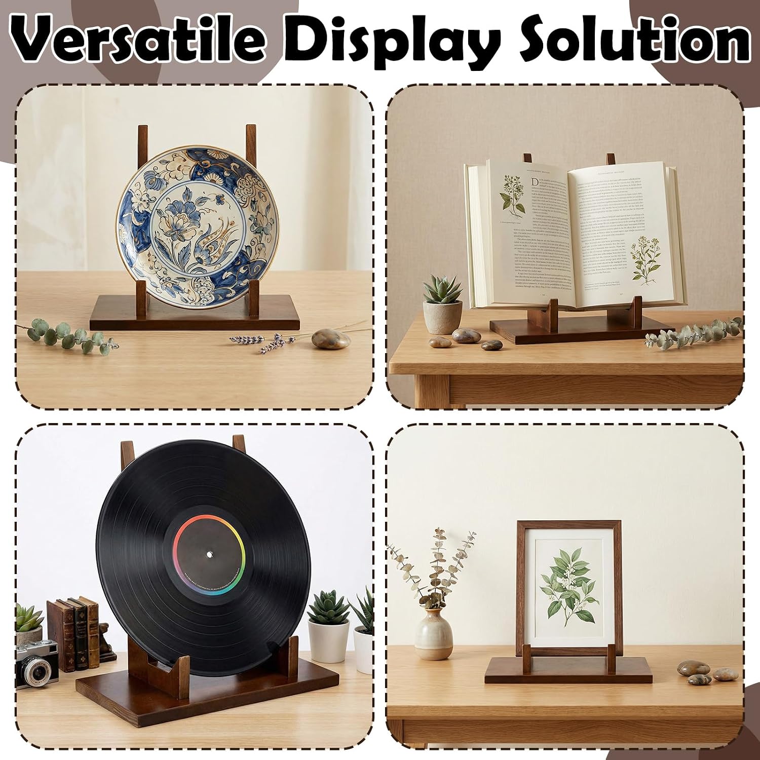 Wood Plate Stand for Display Plate Holder Display Frame Picture Photo Card Tabletop / 7.8 Inch