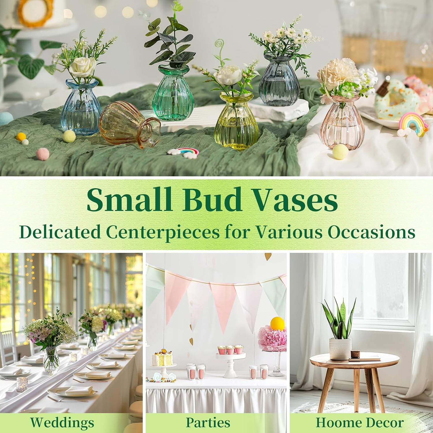 Mini Ribbed Vases / Colored / Set of 12