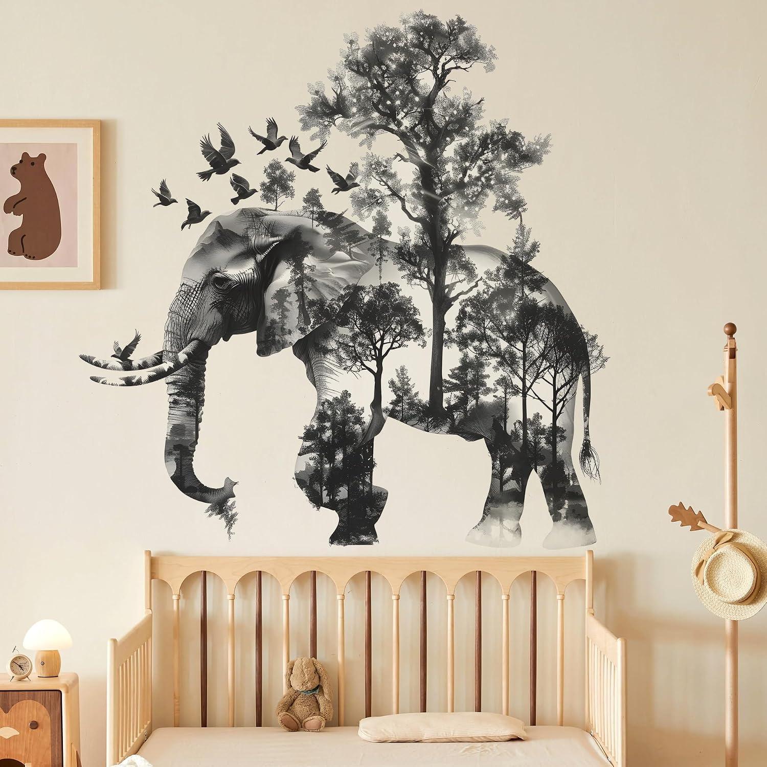 2 Sheets Forests Silhouette Animals Wall Decals / Grey-elephant