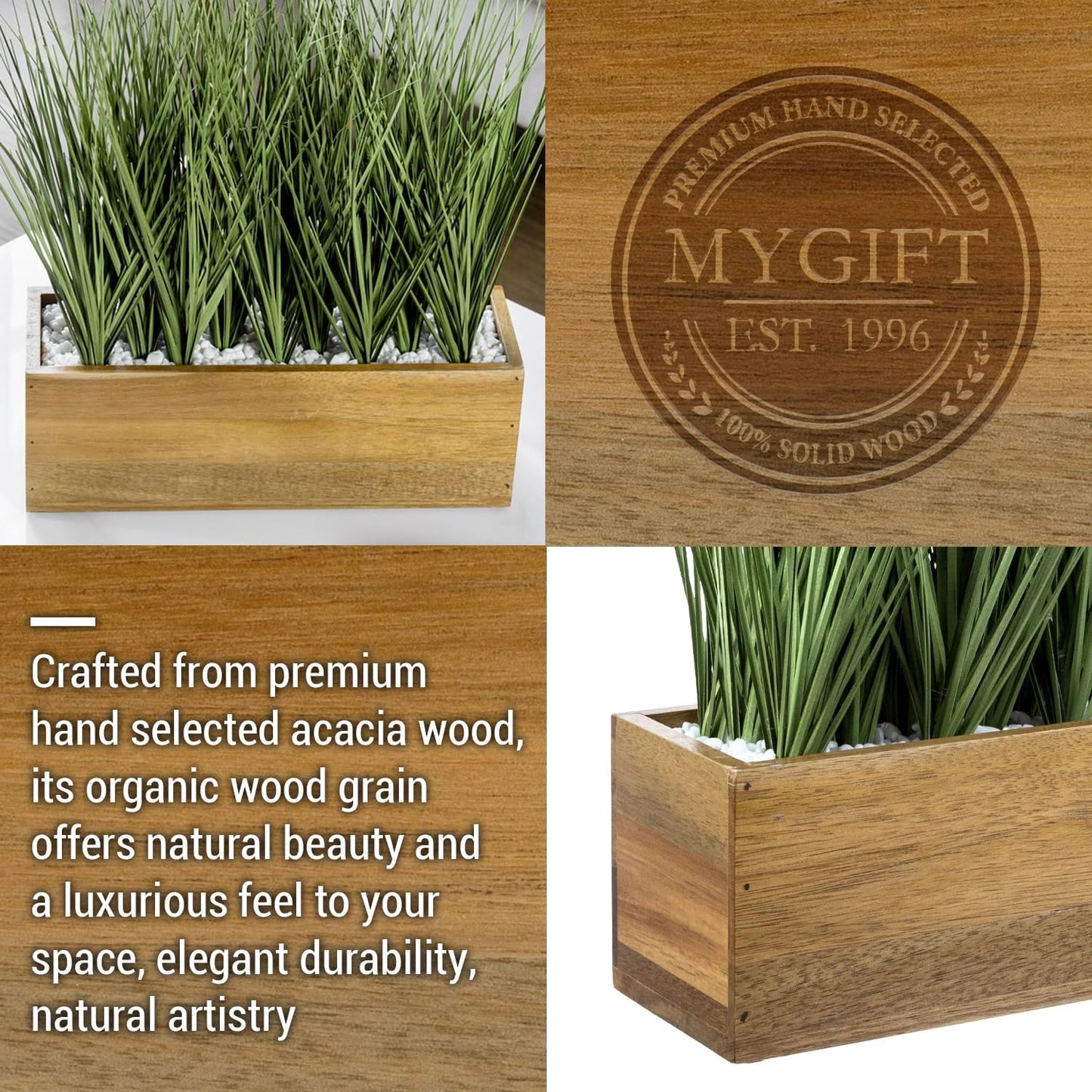Decorative Wooden Container / Natural Acacia / 12 Inch