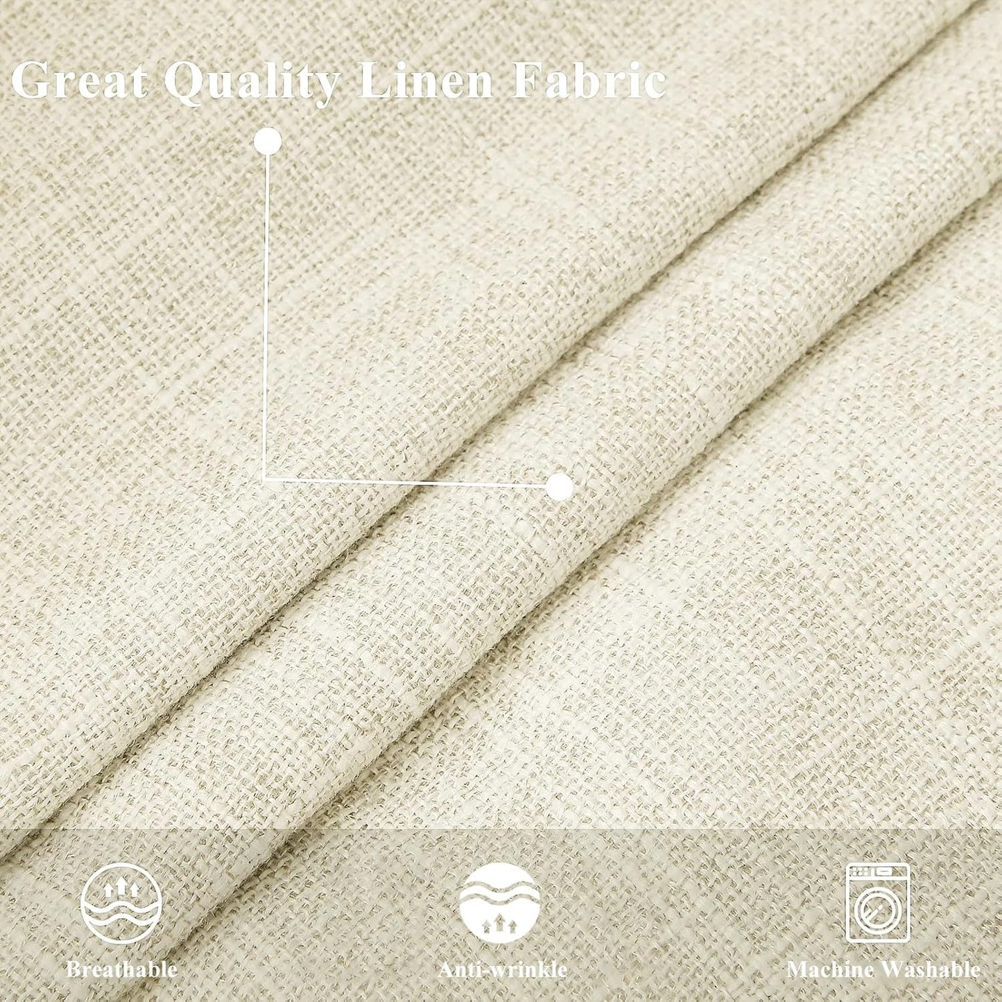 Fall Decorative Throw Pillow Covers Square Faux Linen Farmhouse / Cream White / 18 x 18 / Set of 2