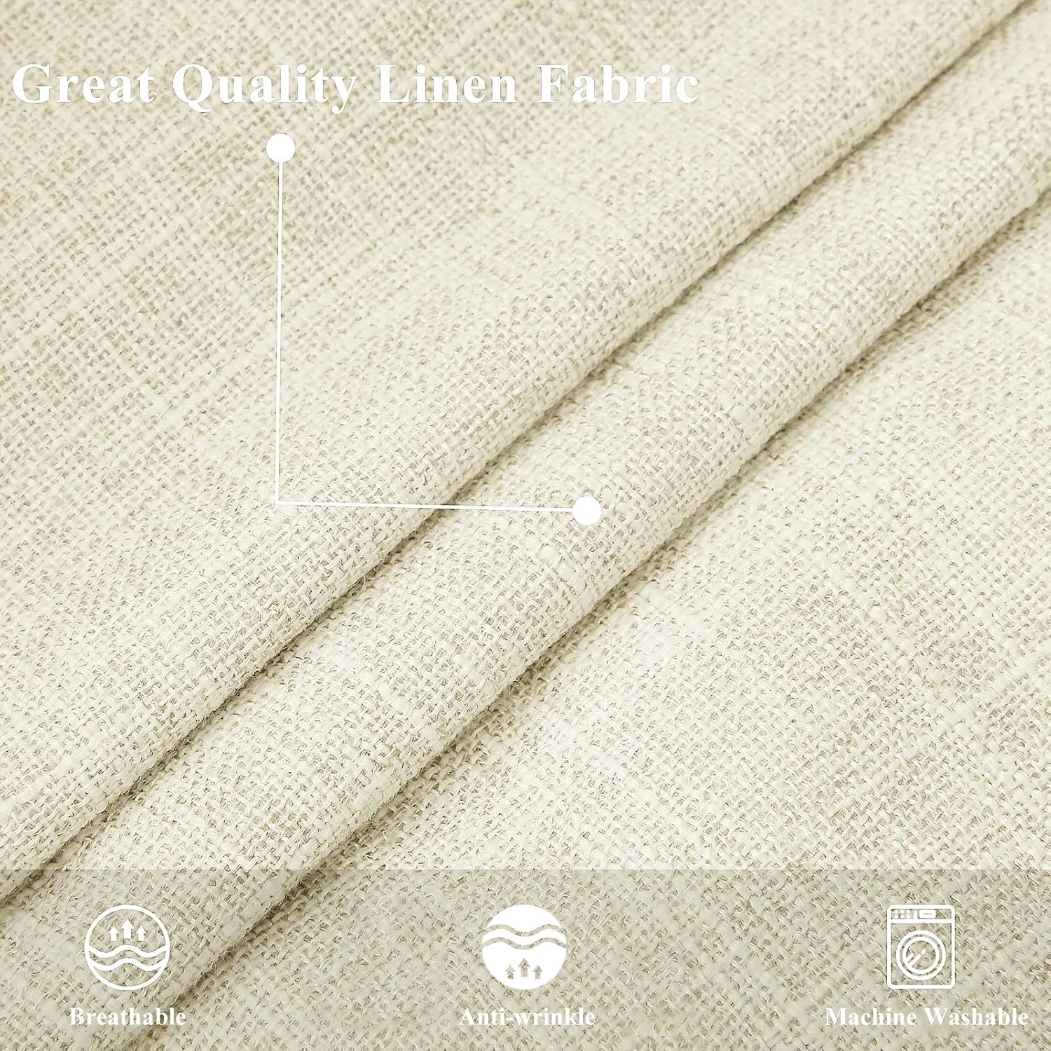 Fall Decorative Throw Pillow Covers Square Faux Linen Farmhouse / Cream White / 18 x 18 / Set of 2