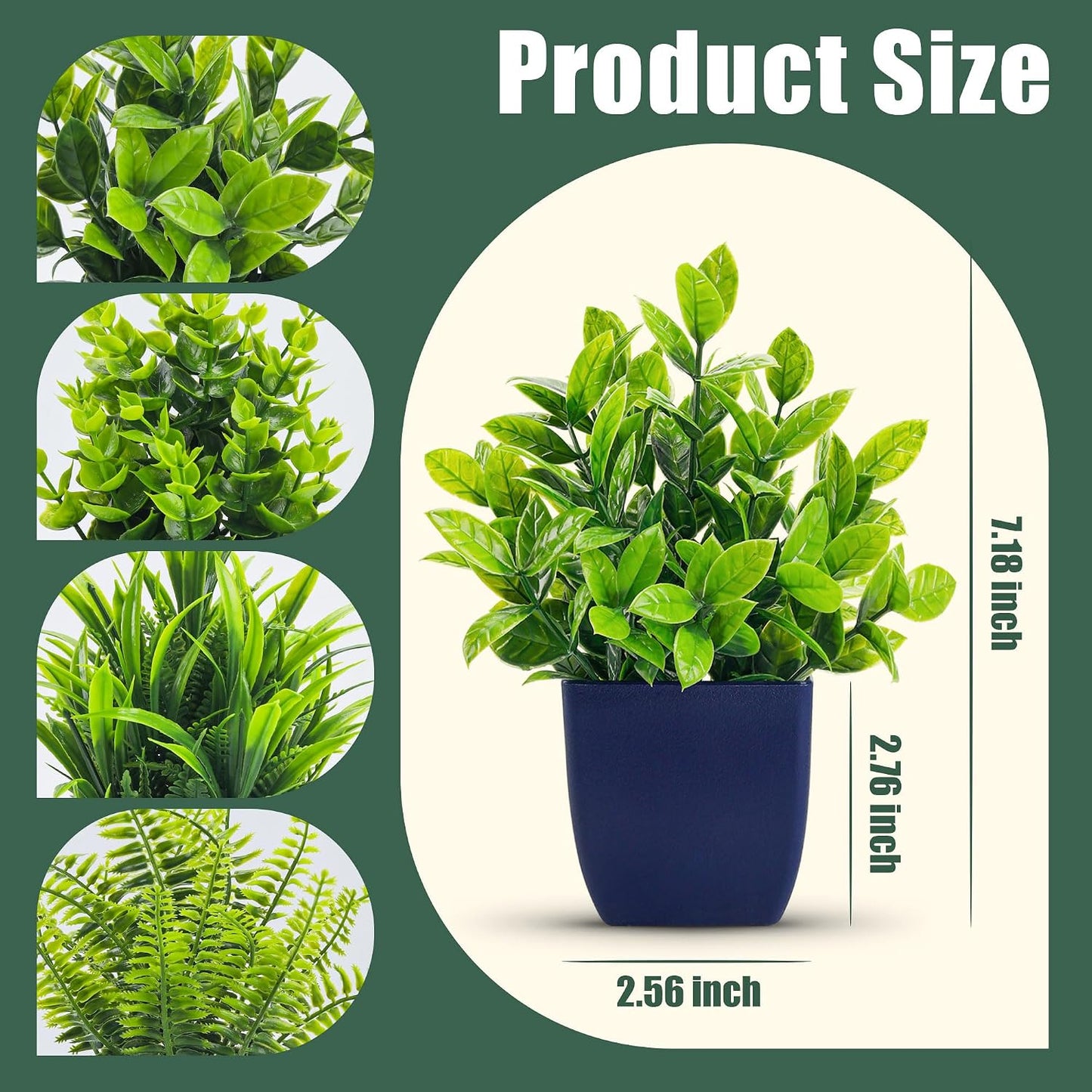 Fake Plants Small Artificial Plants in Blue Pots Faux Plants Indoor / 4-blue / Set of 4