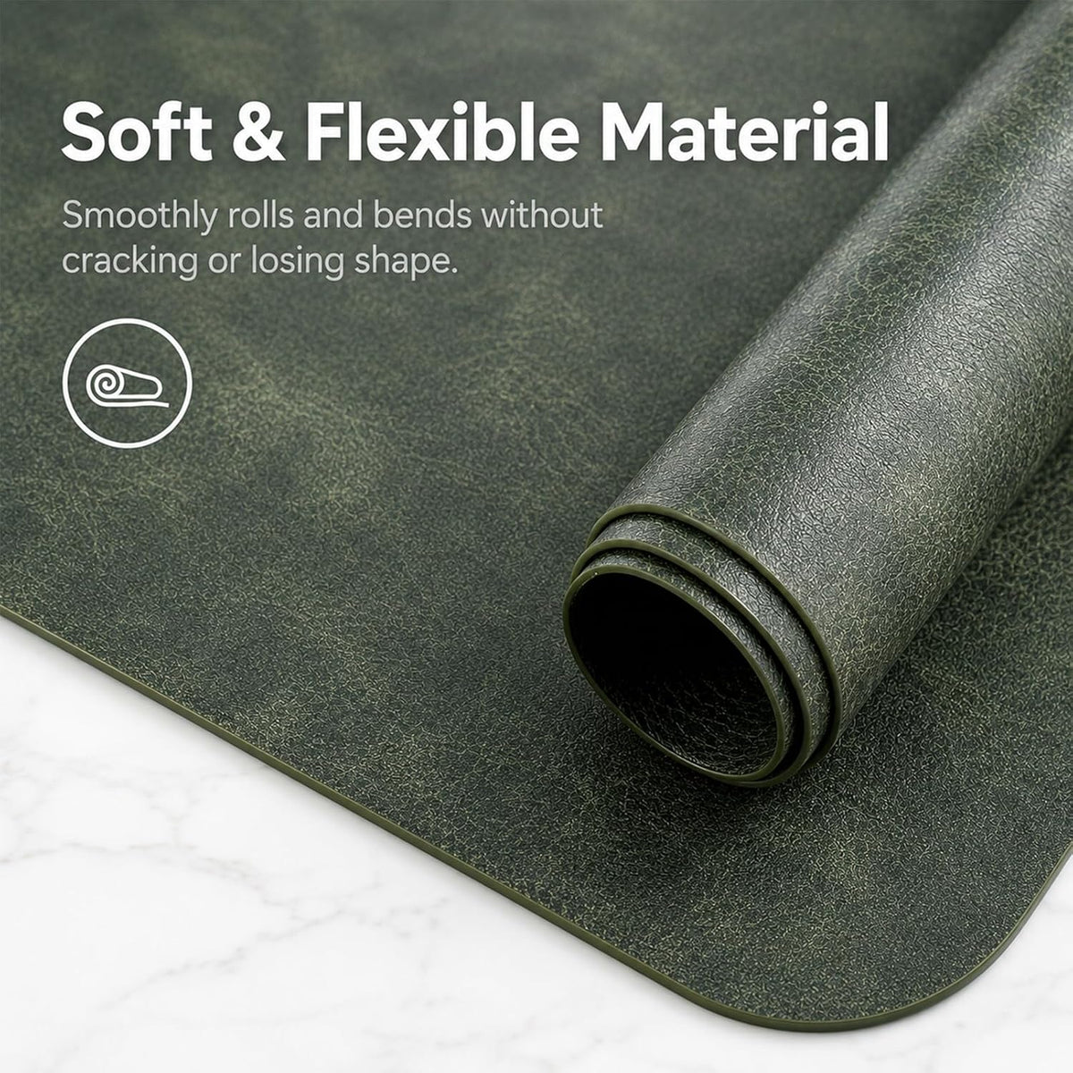 Bacgnyer Placemats Set of 6, Faux Leather Wipeable Washable, Olive Green 6 | Heat Stain Scratch Resistant Non-Slip