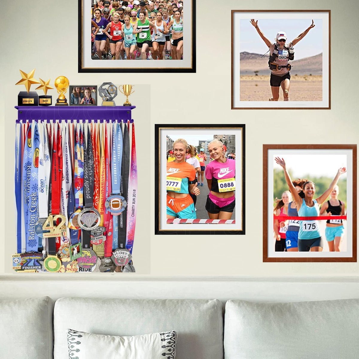 Non-Slip Trophy Shelf,Trophy and Medal Display Shelf, Medal Hanger Display For Wall with 16inchL,Shelves For Trophies