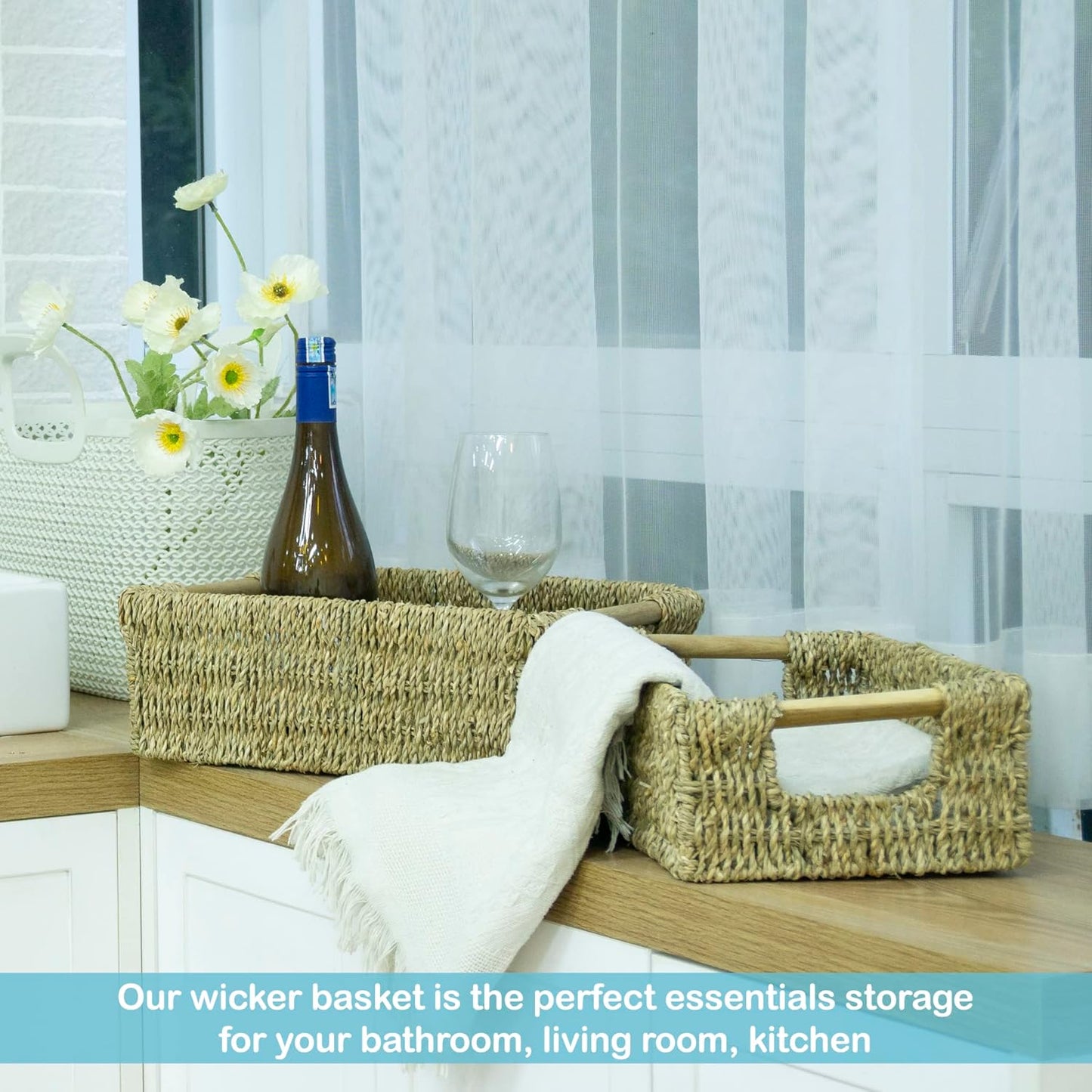 Decorative Wicker Baskets / Seagrass / Natural / Set of 3