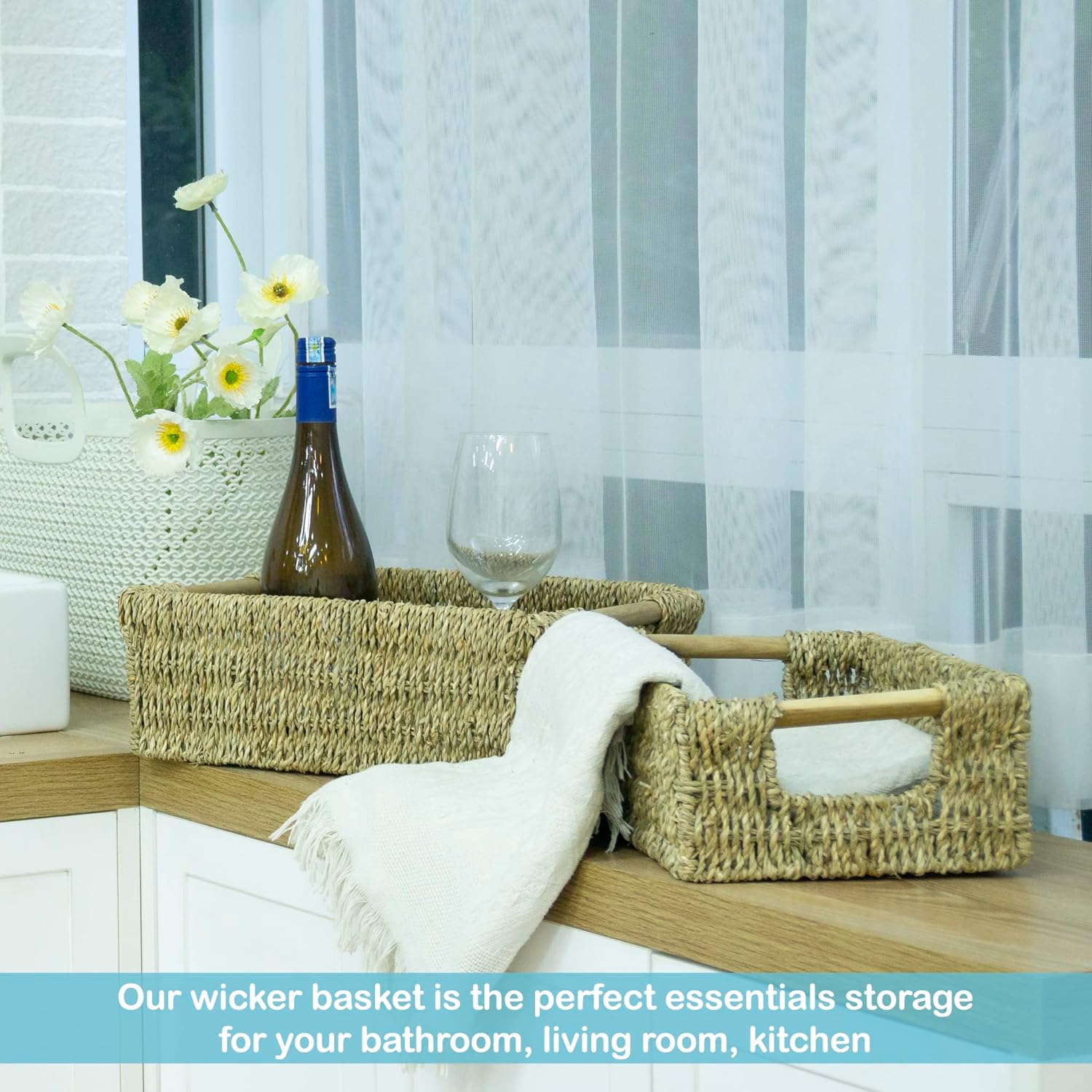 Decorative Wicker Baskets / Seagrass / Natural / Set of 3