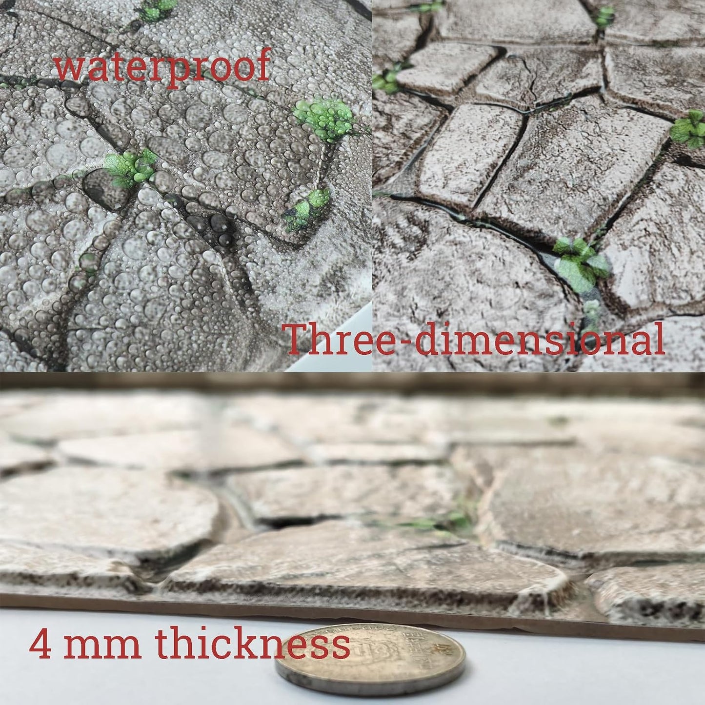 3D Panels Peel and Stick,Simulated Stone Wall,PVC Waterproof Self Adhesive Decorative for Interior Wall Decor,Living