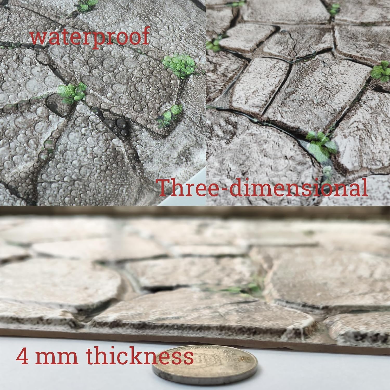 3D Panels Peel and Stick,Simulated Stone Wall,PVC Waterproof Self Adhesive Decorative for Interior Wall Decor,Living