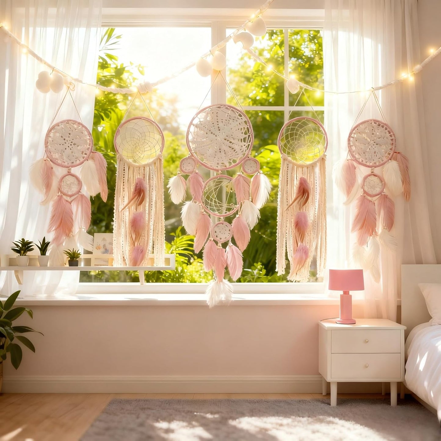 Large Boho Dream Catcher / Pink