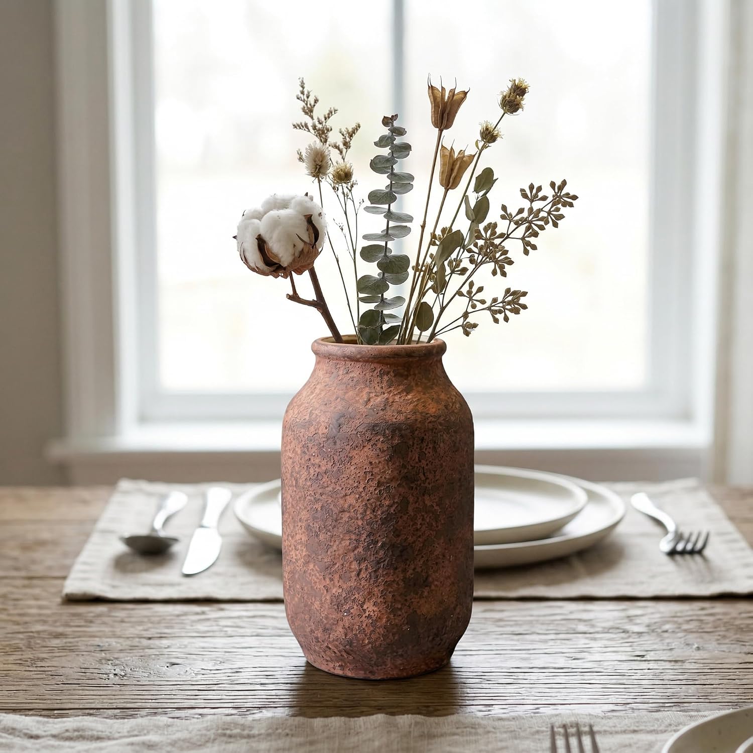 Terracotta Farmhouse Vase / 9 Inch