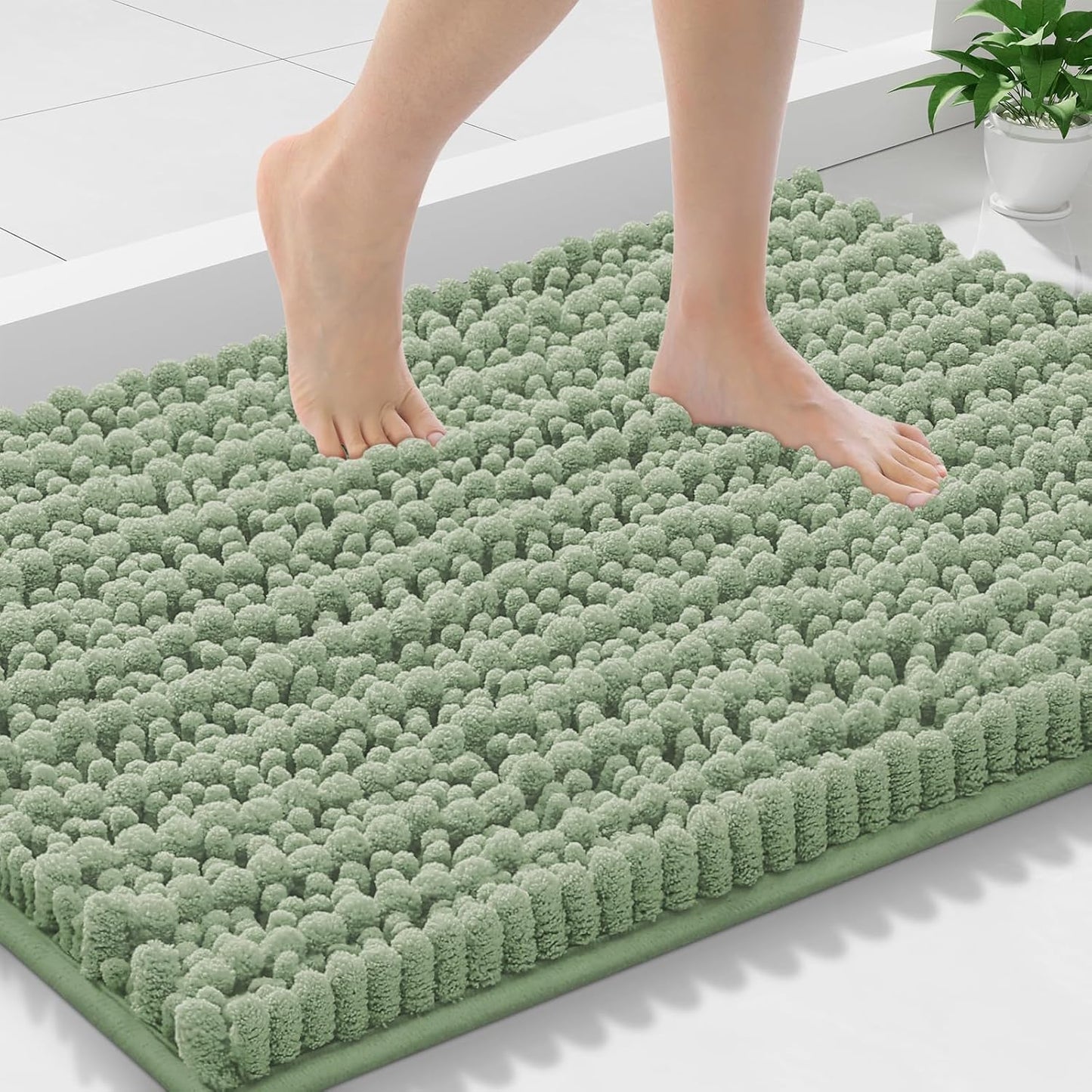 OLANLY Small Bathroom Rugs 30x18, Extra Soft Absorbent Chenille Bath Rugs