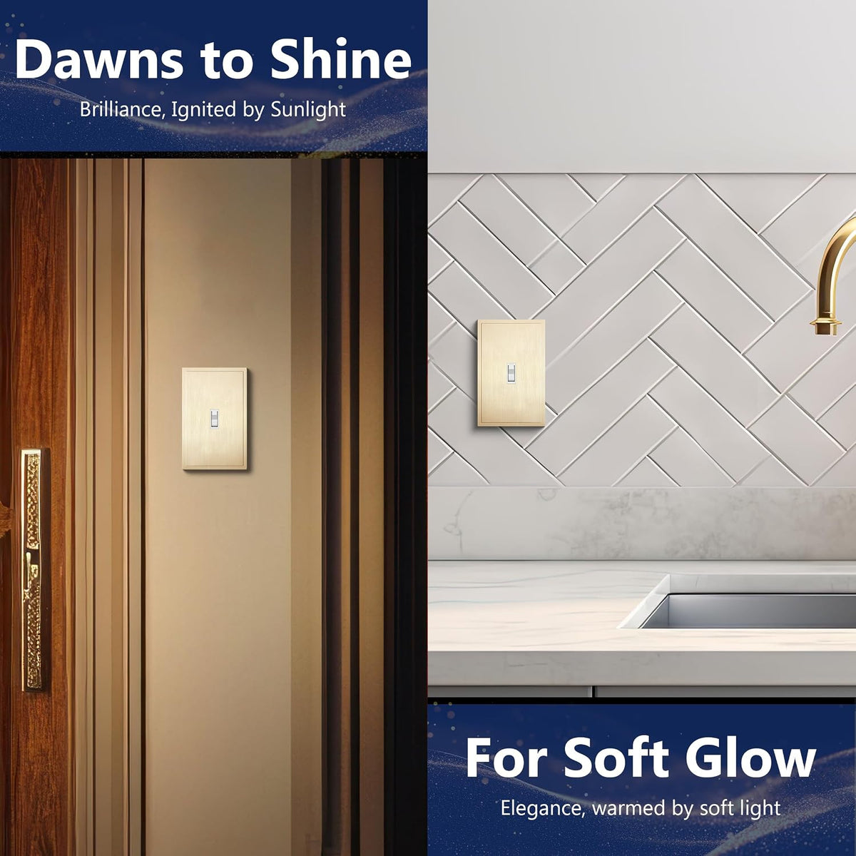 LIDER Modern Ogee Edge Screwless Wall Plate, Mid-Size 1-Gang Toggle Cover 4.88” x 3.11”, Contemporary Decor Style, ETL