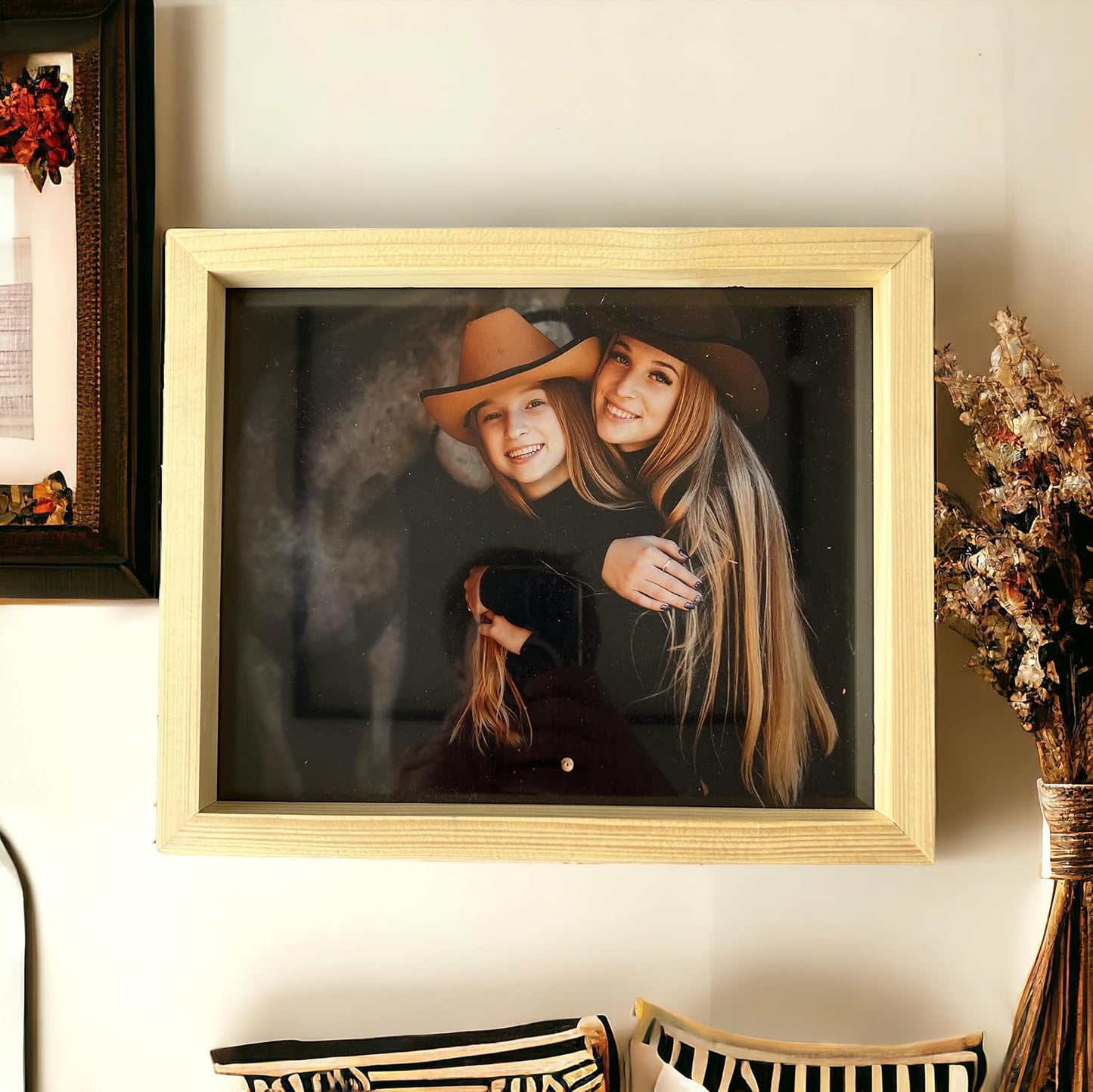 Wooden Poster Picture Frame 18x24-100% Natural Eco Unfinished Solid Pine Wood with Deep Borders for Wall Mounting Photo