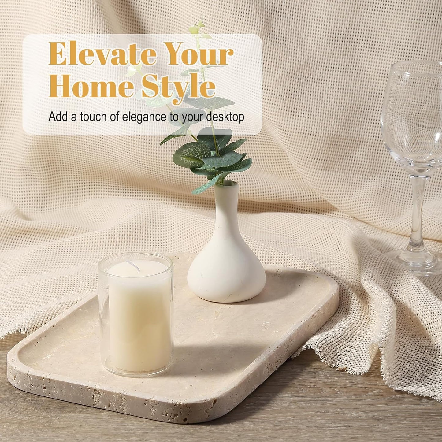Romano Travertine Tray / Travertino Romano / Natural / 12 x 8