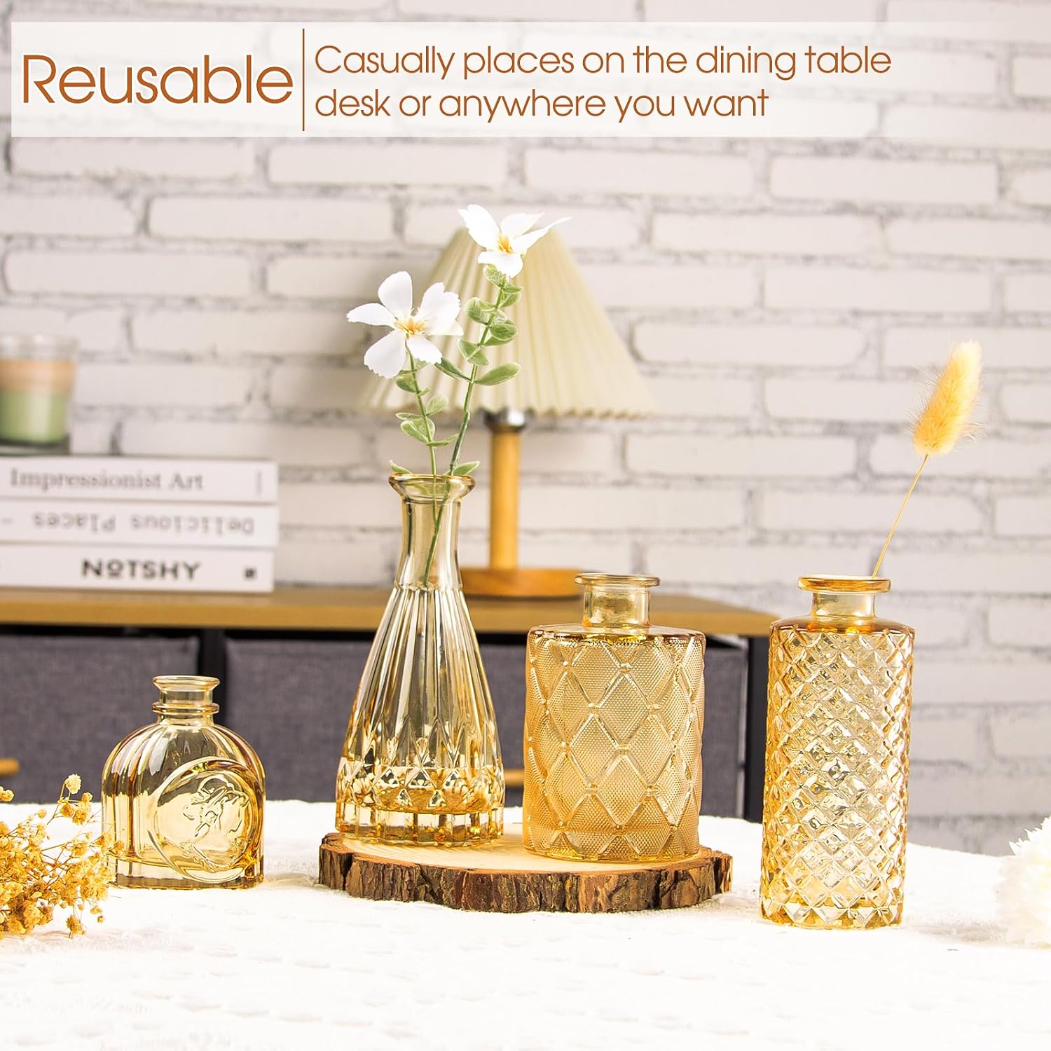Glass Bud Vases / Amber / Gold / Set of 12