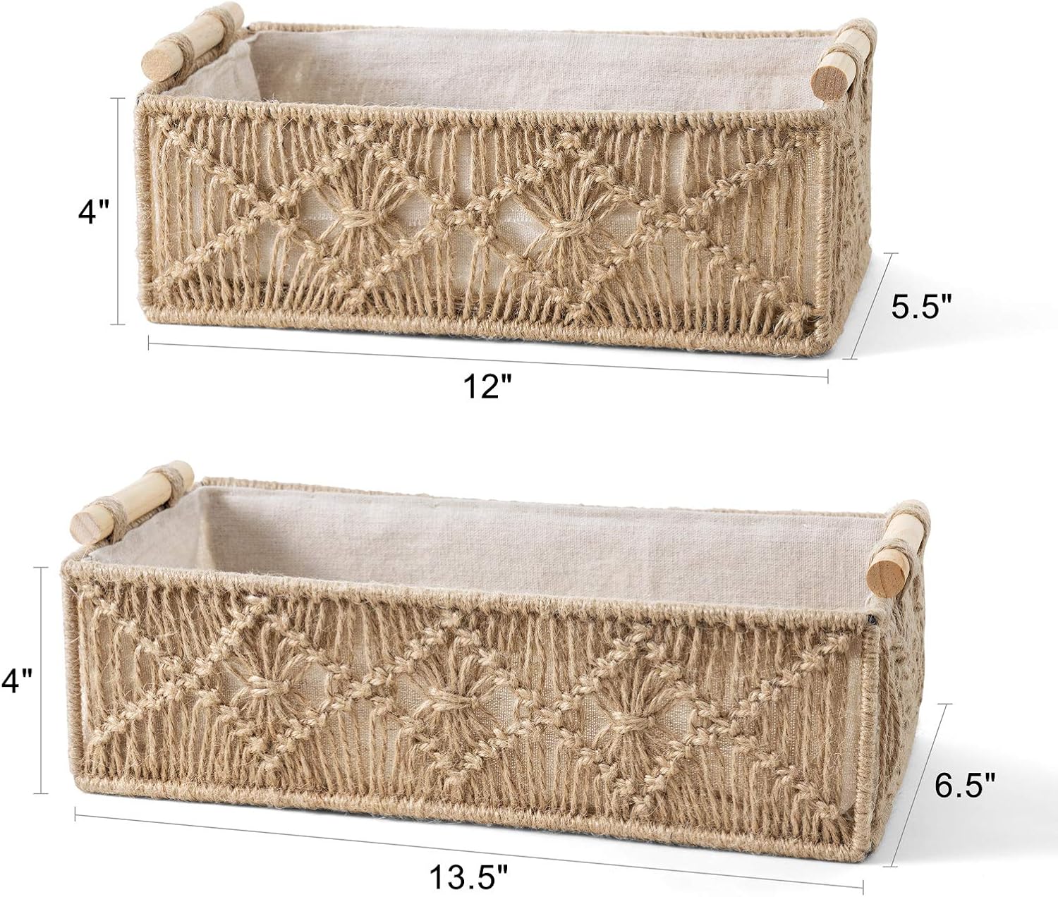 Macrame Storage Baskets Boho Decor Box Handmade Woven Decorative Countertop Toilet Tank / Brown