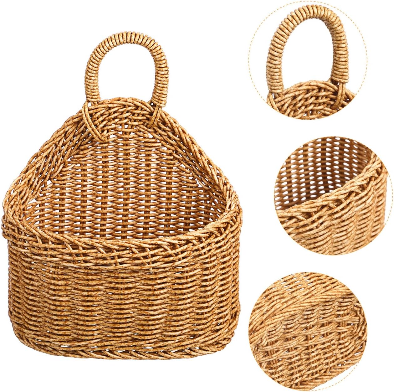 Woven Hanging Storage Basket In Rattan Wall Basket / 9.64 x 7.48 x 3.93