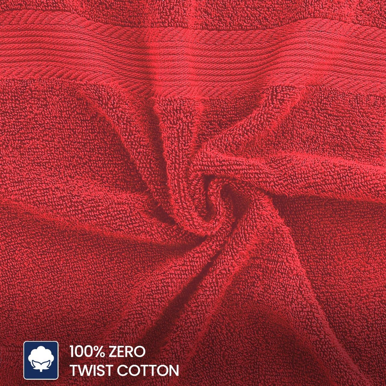 Linteum Textile Supply Red Hand Towels for Bathroom 16x27 Inches 100% Cotton Zero Twist Hand Towel Set Quick Dry Highly