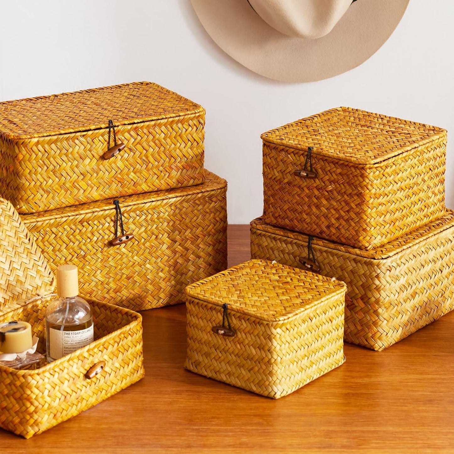Handwoven Baskets for Storage / Square / Set of 3