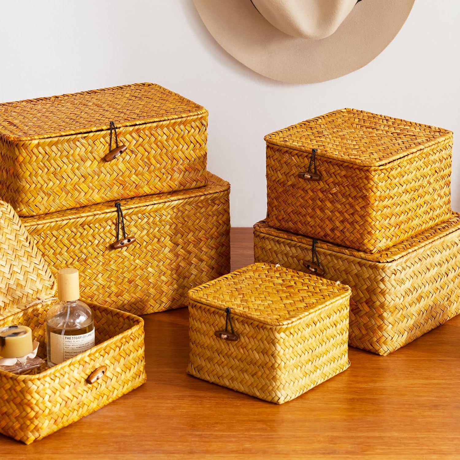 Handwoven Baskets for Storage / Square / Set of 3