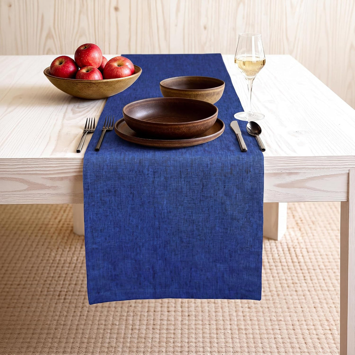 Artoid Mode Sky Blue Farmhouse Woven Table Runner 12x120 Inch