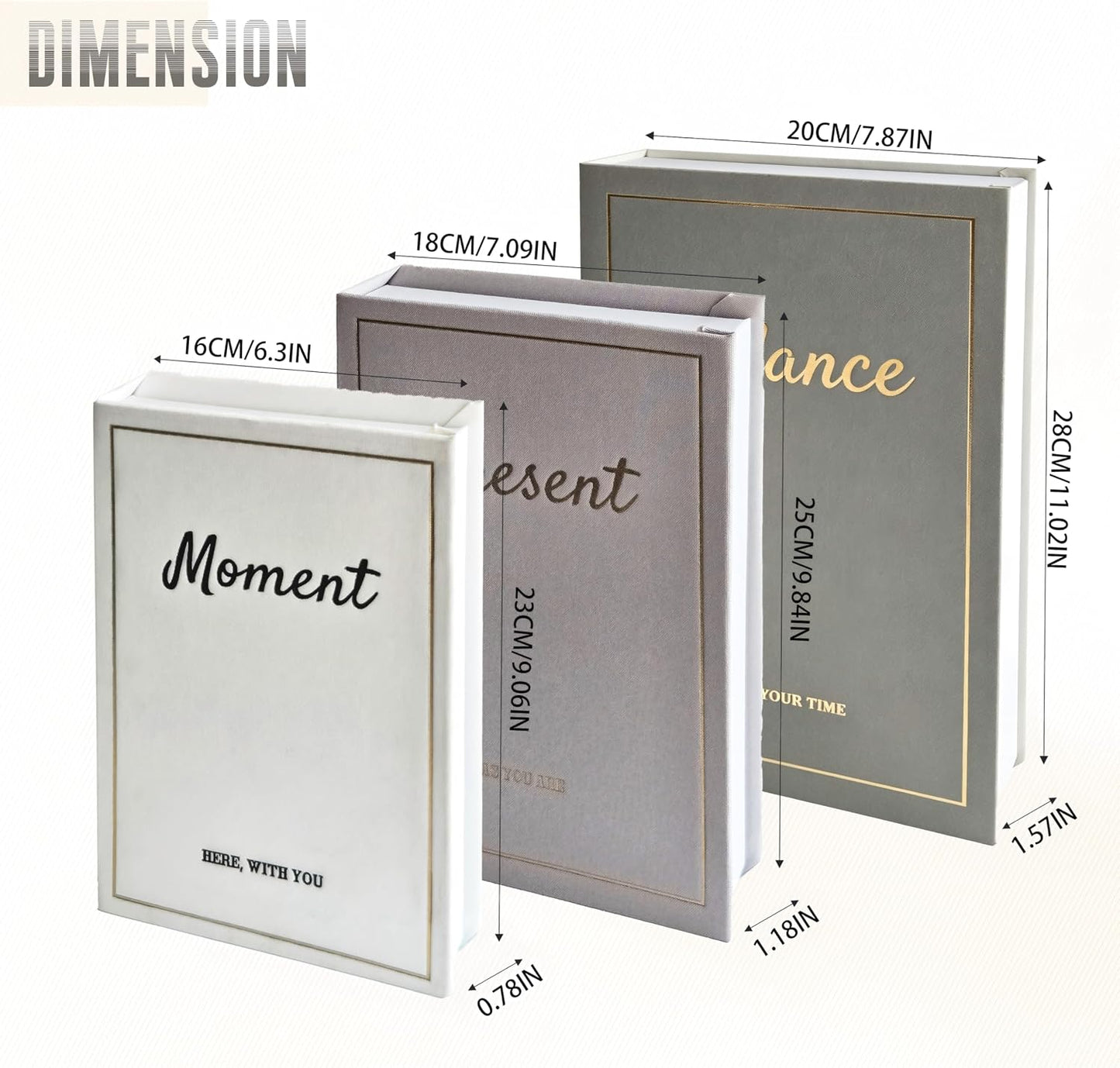 Linen Fake Book Boxes for Decoration / Set of 3