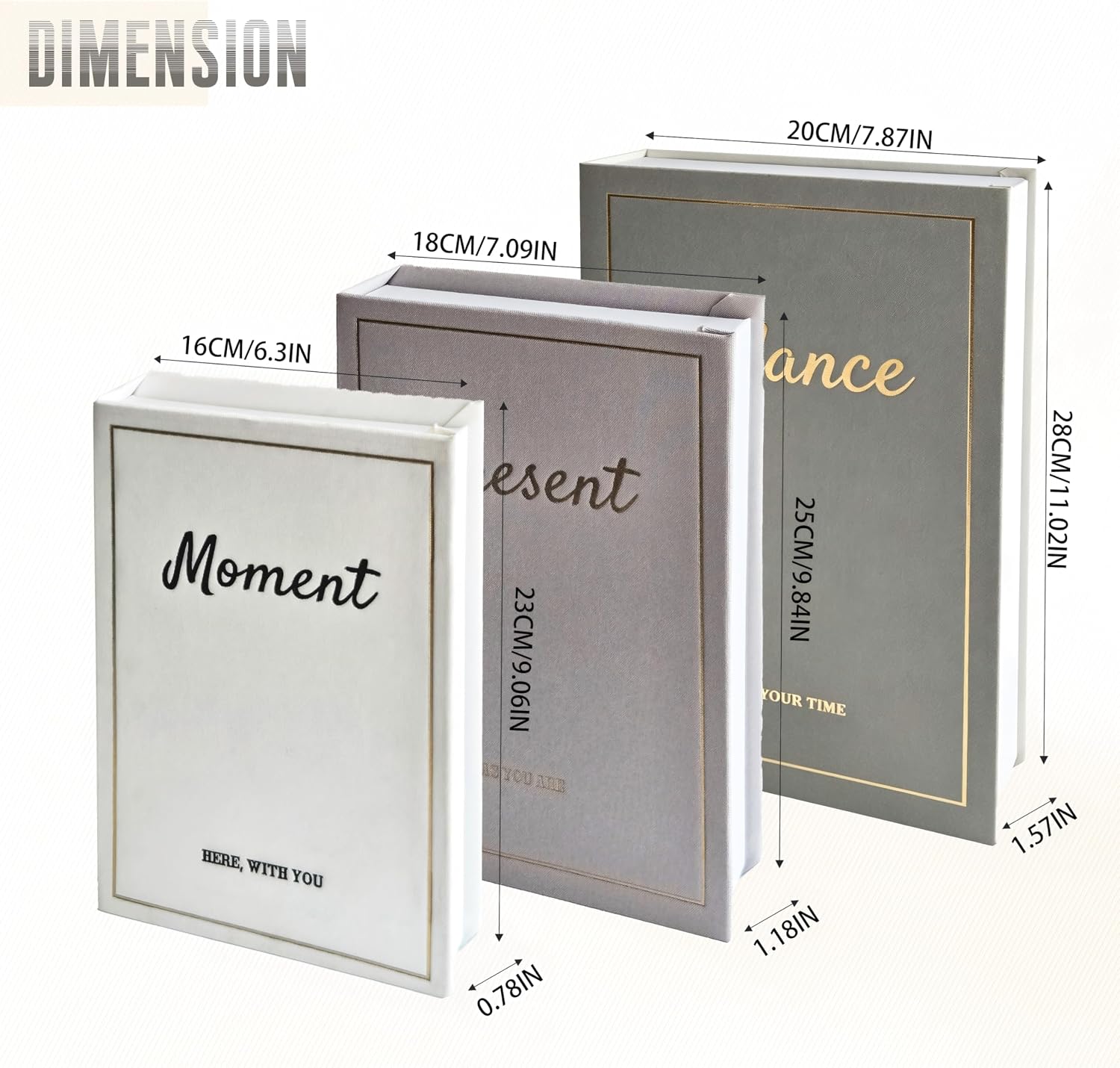 Linen Fake Book Boxes for Decoration / Set of 3