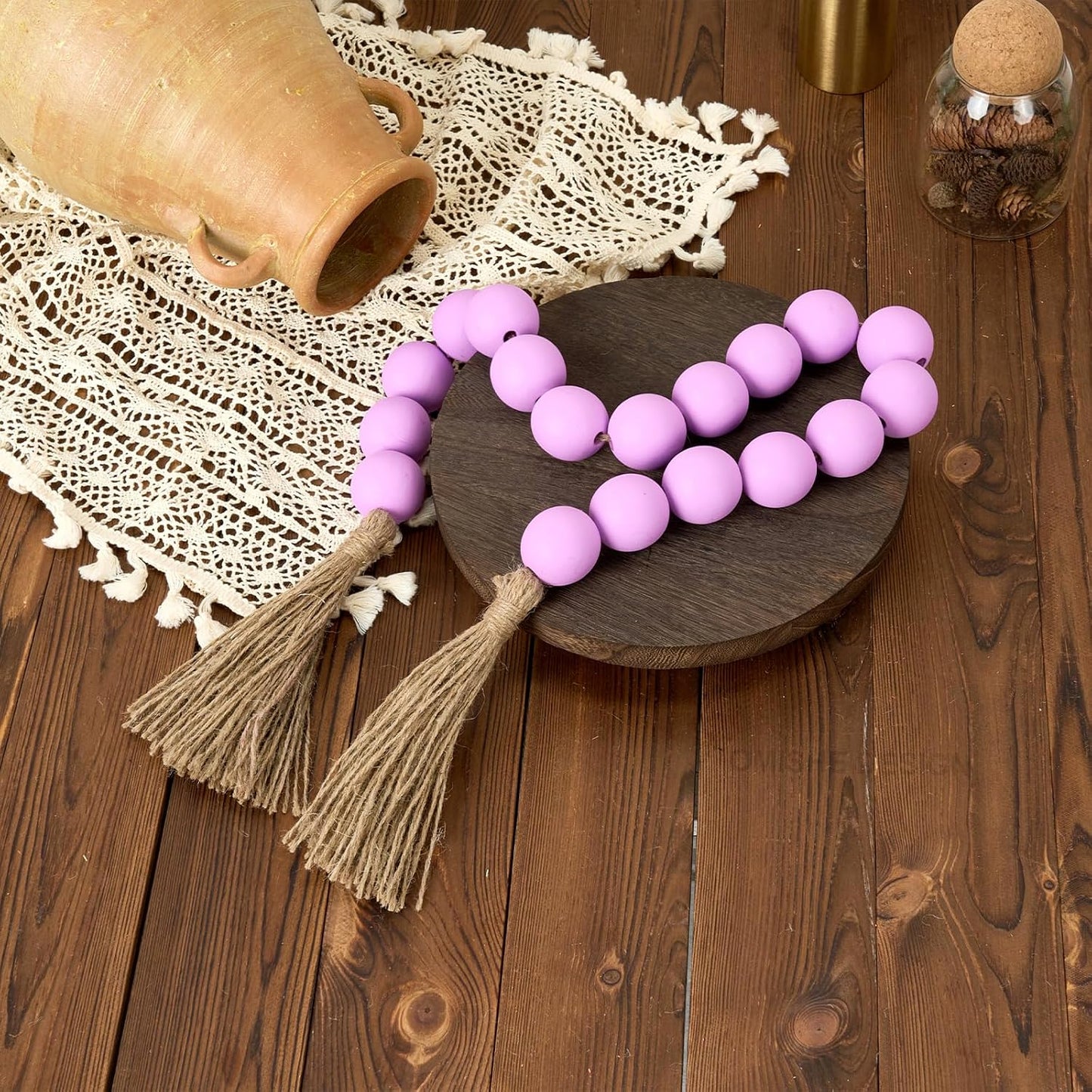 Extra Large Wood Bead Garland Purple / 8 Purple / 41 Inches