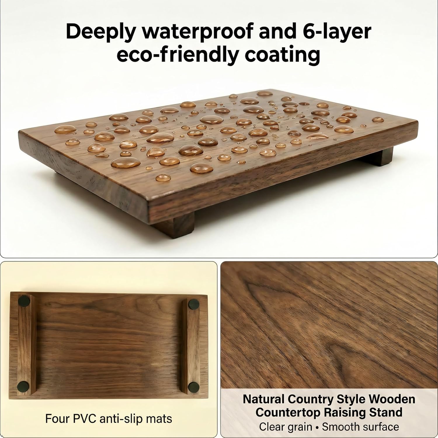 Wood Pedestal Stand / Walnut / 16 x 8