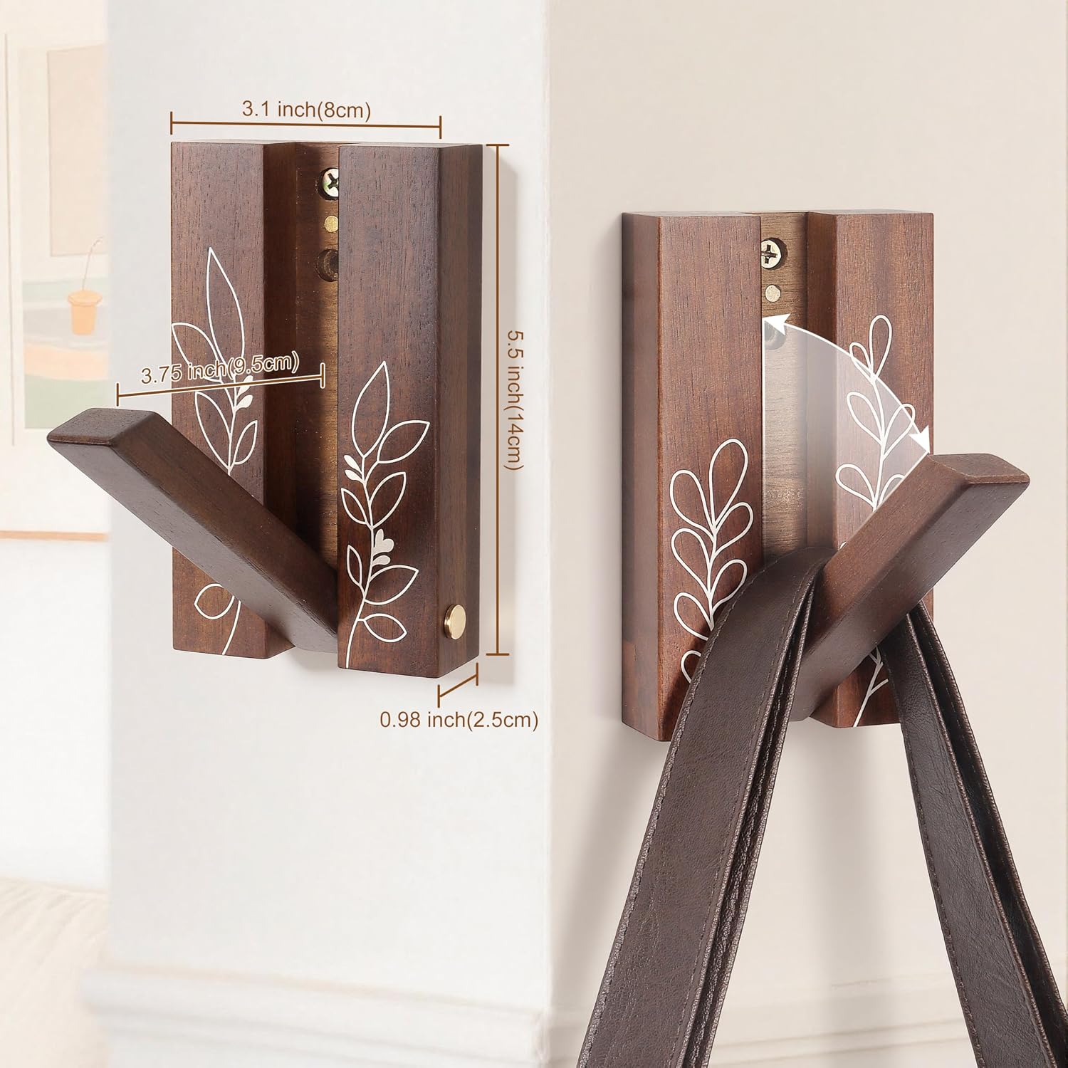 Rustic Folding Wall Hooks / Pattern B / Set of 2