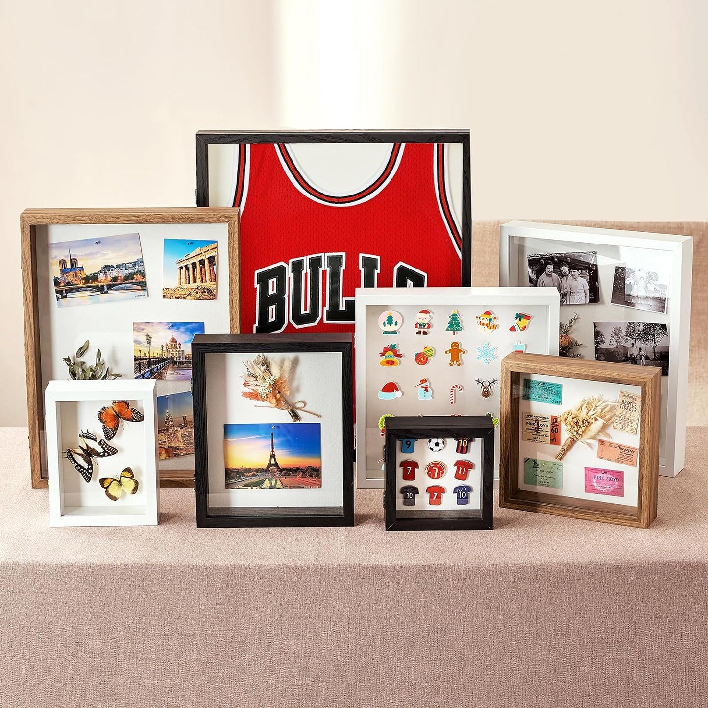 16x20 White Deep Shadow Box Picture Frame with Polished Plexiglass | Large Shadow Box Display Case with Push Pins,and