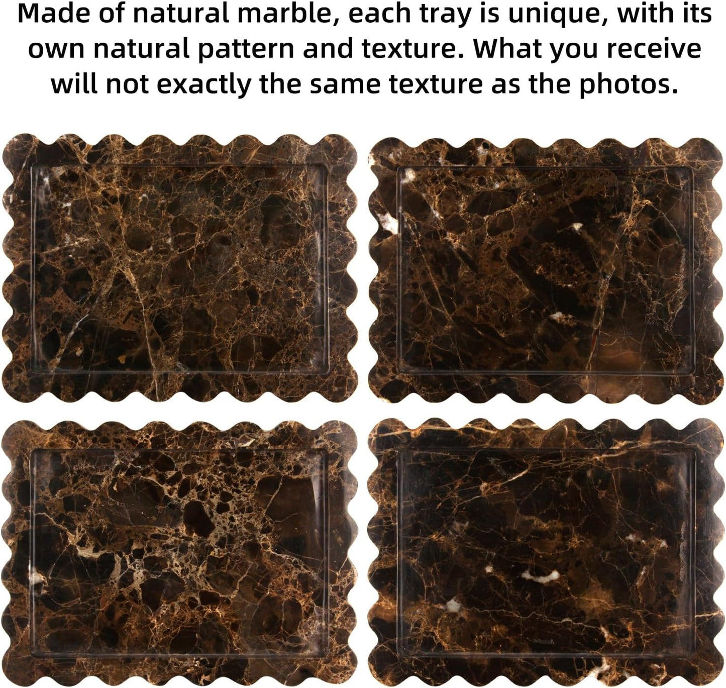 Scalloped Marble Decorative Tray / Light Emperador / 10.8 x 8 x 1.2 / Natural