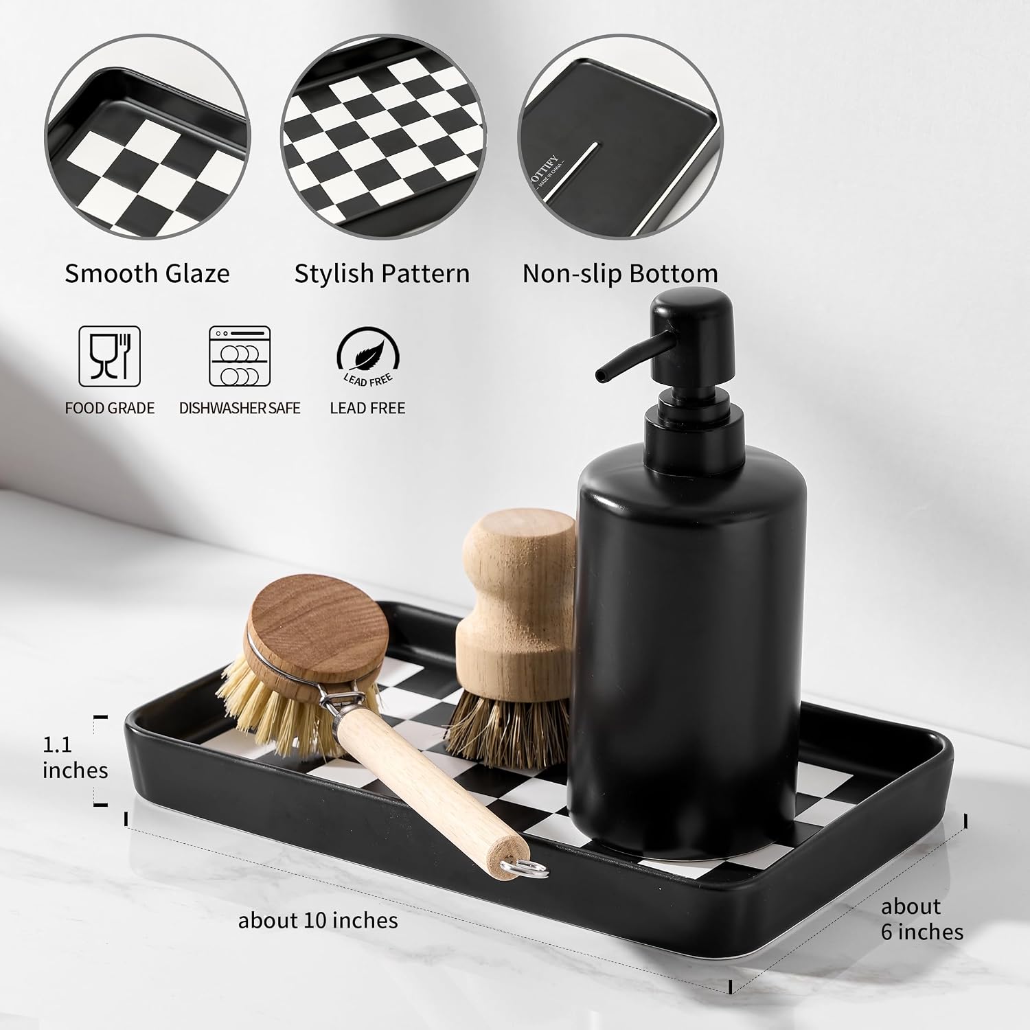 Texture Checkered Surface Bathroom Vanity / Black Color with Checkered Pattern-1 Pc / 10 x 6 x 1