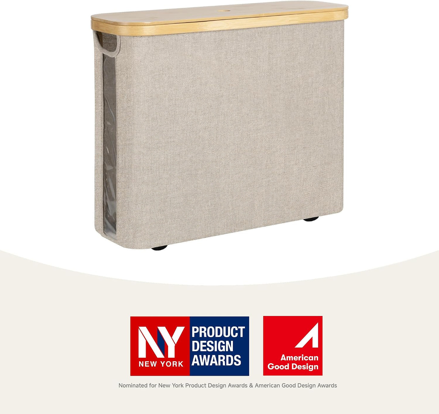 StorageWorks Toilet Paper Storage Basket with Bamboo Lid & Window | See Rolls at a Glance with Clear Window, Holds 12